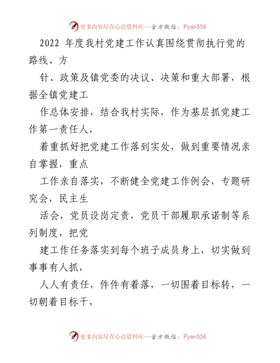 [述职报告] 乡村党建工作 - 2022年度乡村党总支书记党建工作述职报告_1.docx_第2页