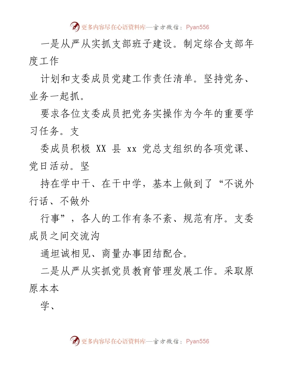 [述职报告] 党支部年度总结 - 202X年度X党支部书记述职报告.docx_第2页