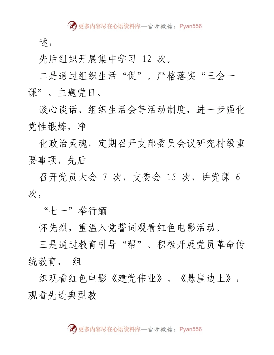 [述职报告] 党建工作会议 - XX 村党总支书记2022年党建工作述职报告.docx_第2页