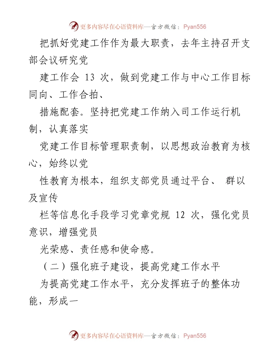 [述职报告] 党建工作 - 党支部书记抓基层党建工作述职报告.docx_第2页