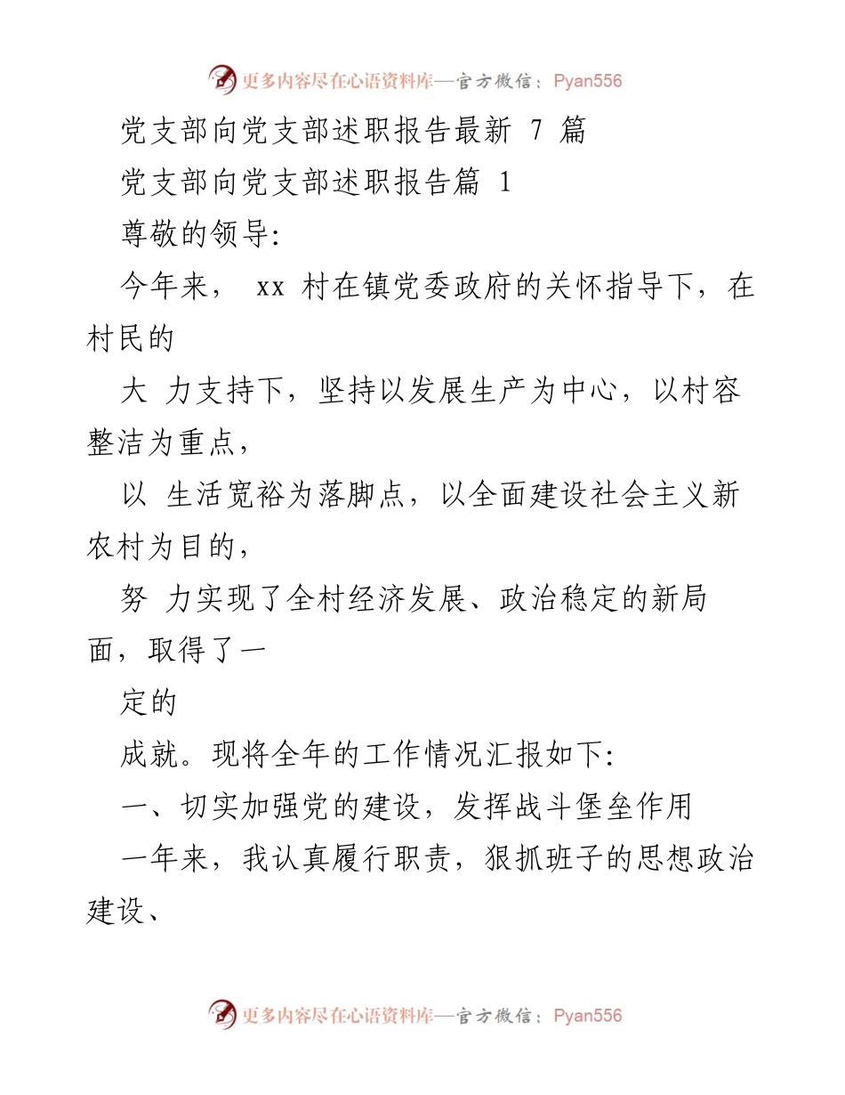 [述职报告] 党支部年度工作总结 - 党支部向党支部的述职报告概述.docx_第1页