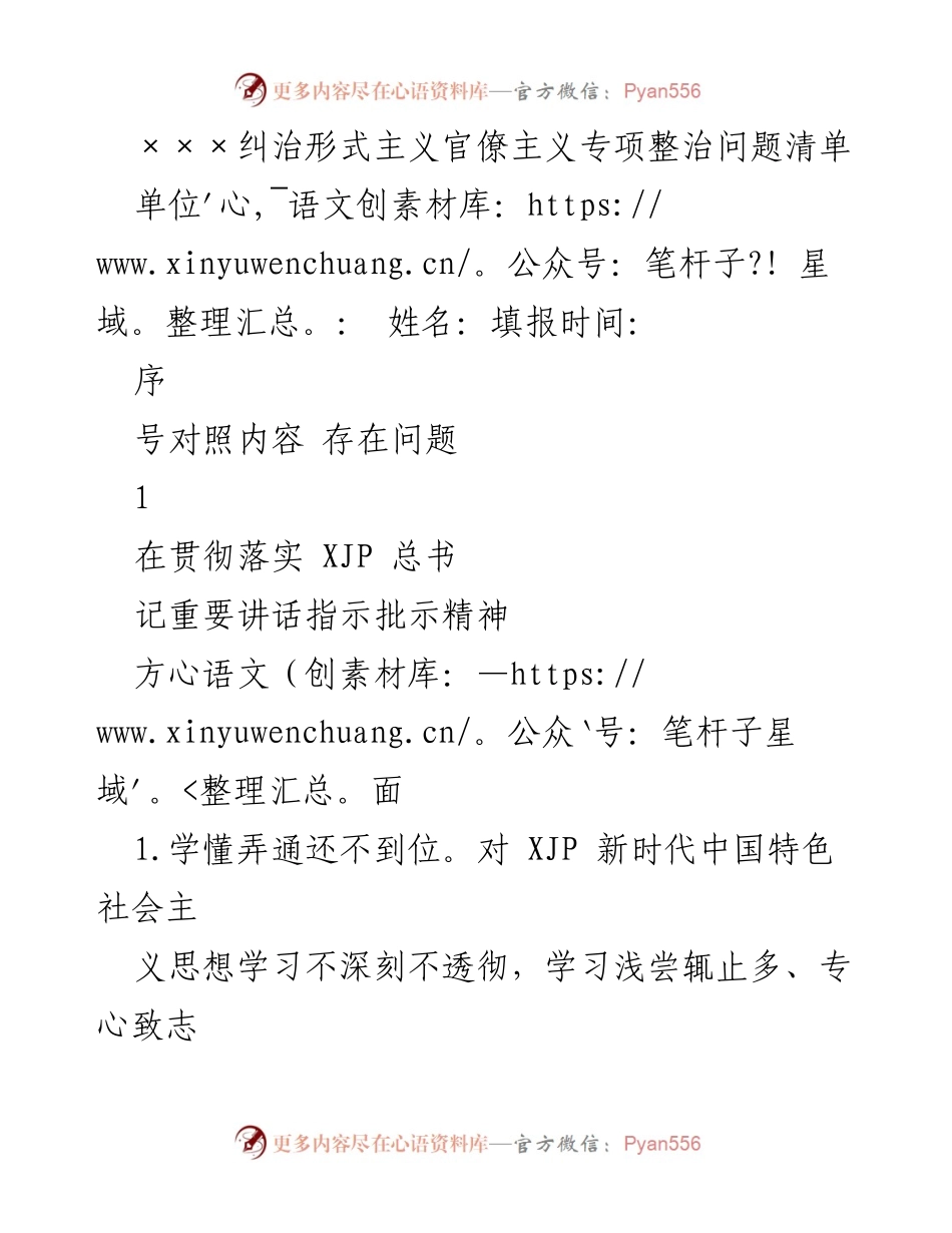 [调研报告] 形式主义官僚主义专项整治 - 形式主义官僚主义问题清单及整改措施分析.docx_第1页
