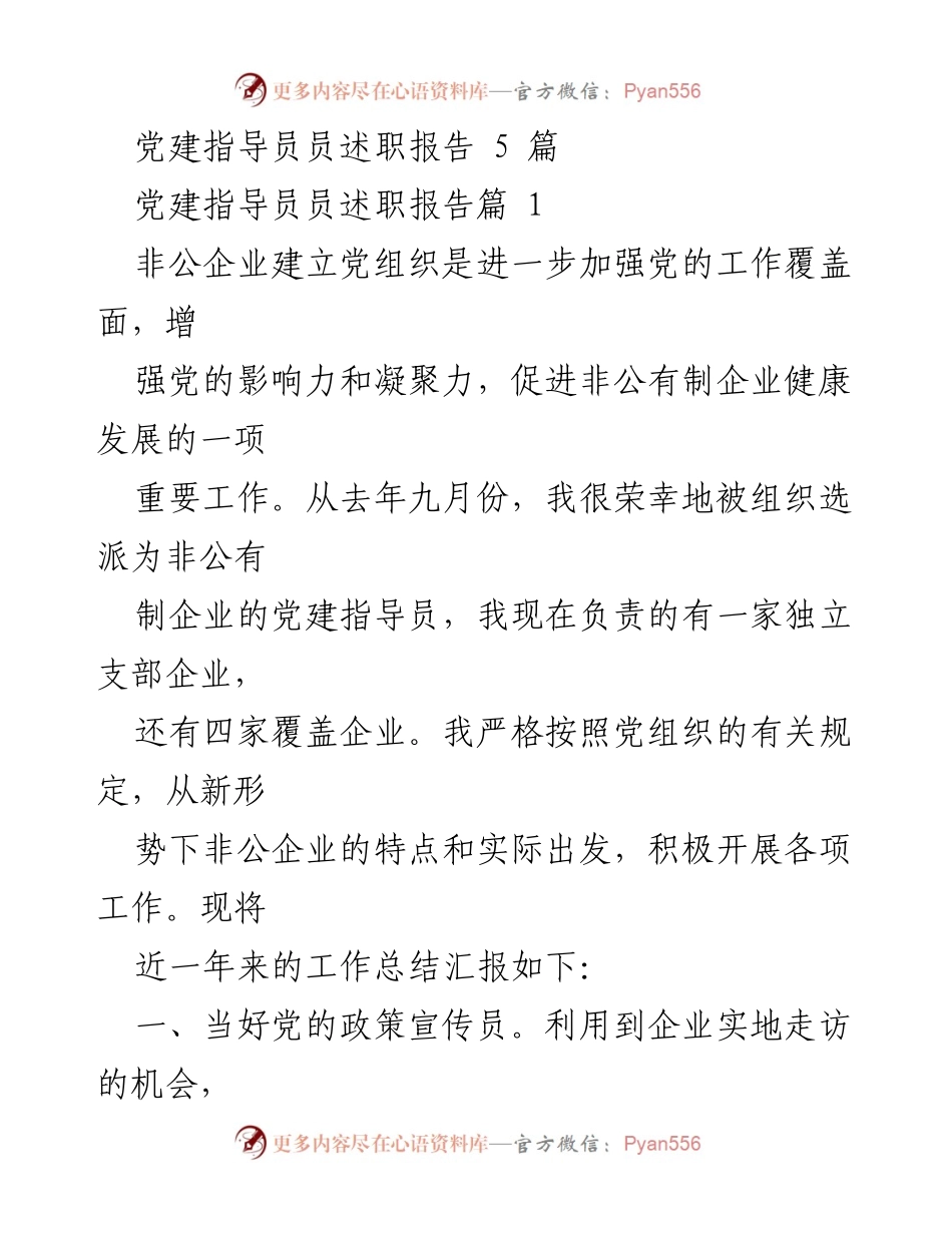 [述职报告] 党建工作 - 党建指导员年度工作总结报告.docx_第1页