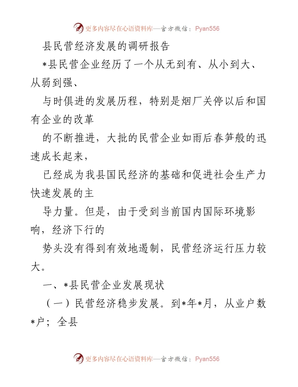[调研报告] 民营经济发展 - _县民营经济发展现状与挑战分析.docx_第1页