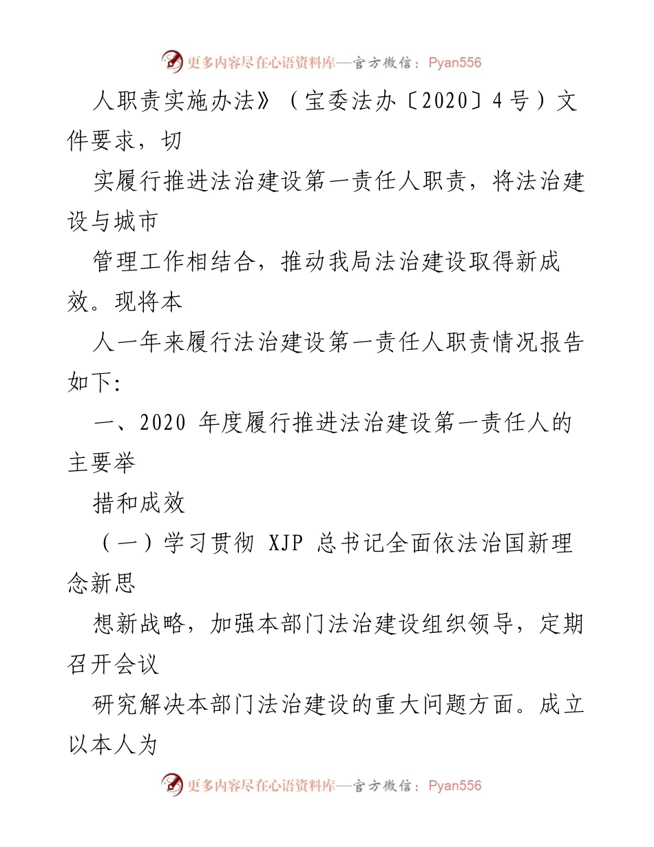 [述职报告] 党政工作 - 2020年度法治建设责任履行述职报告.docx_第2页