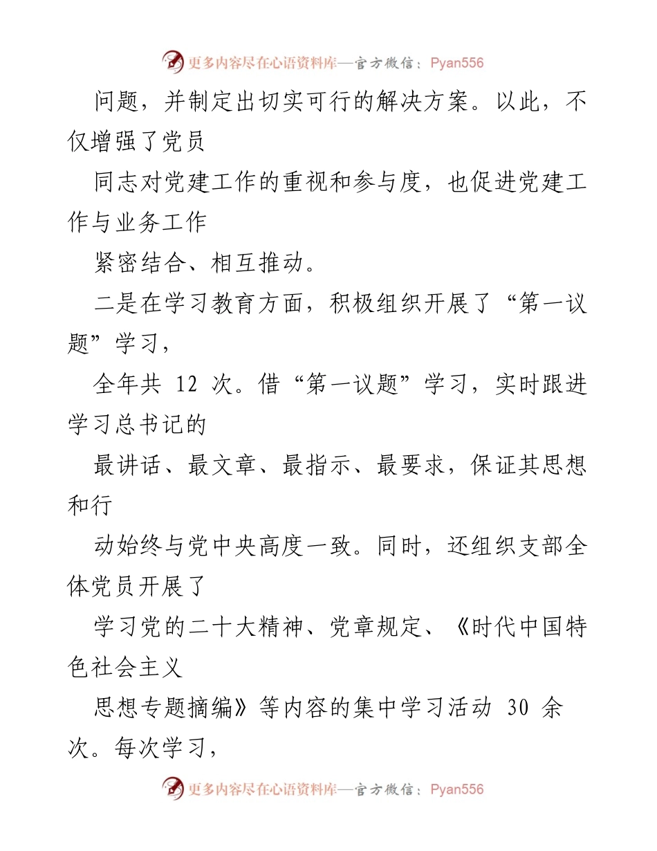 [述职报告] 党支部书记述职 - 2024年党建工作述职报告.docx_第2页