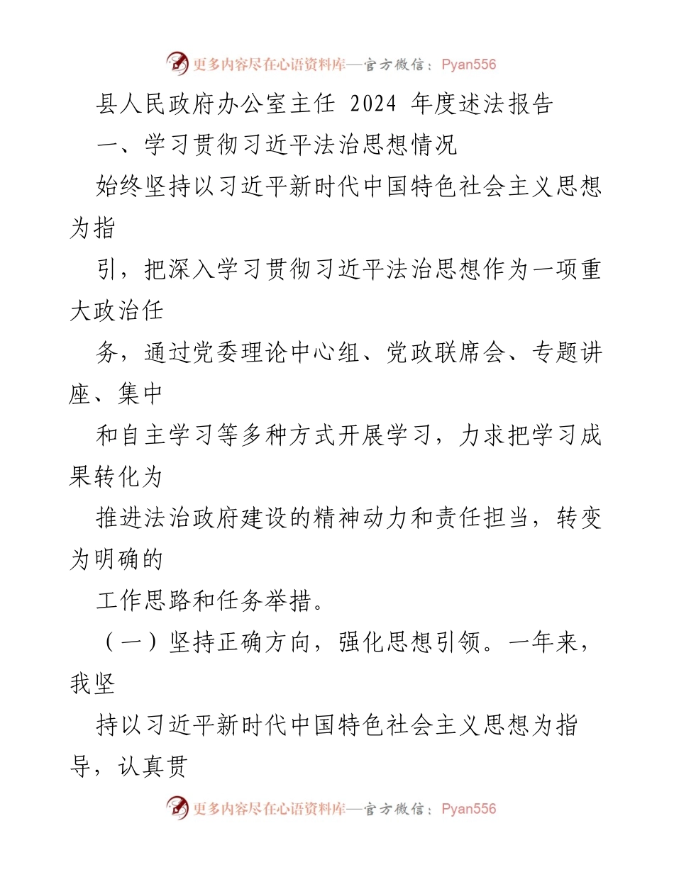 [述法报告] 政府工作 - 2024年度法治建设述法报告.docx_第1页