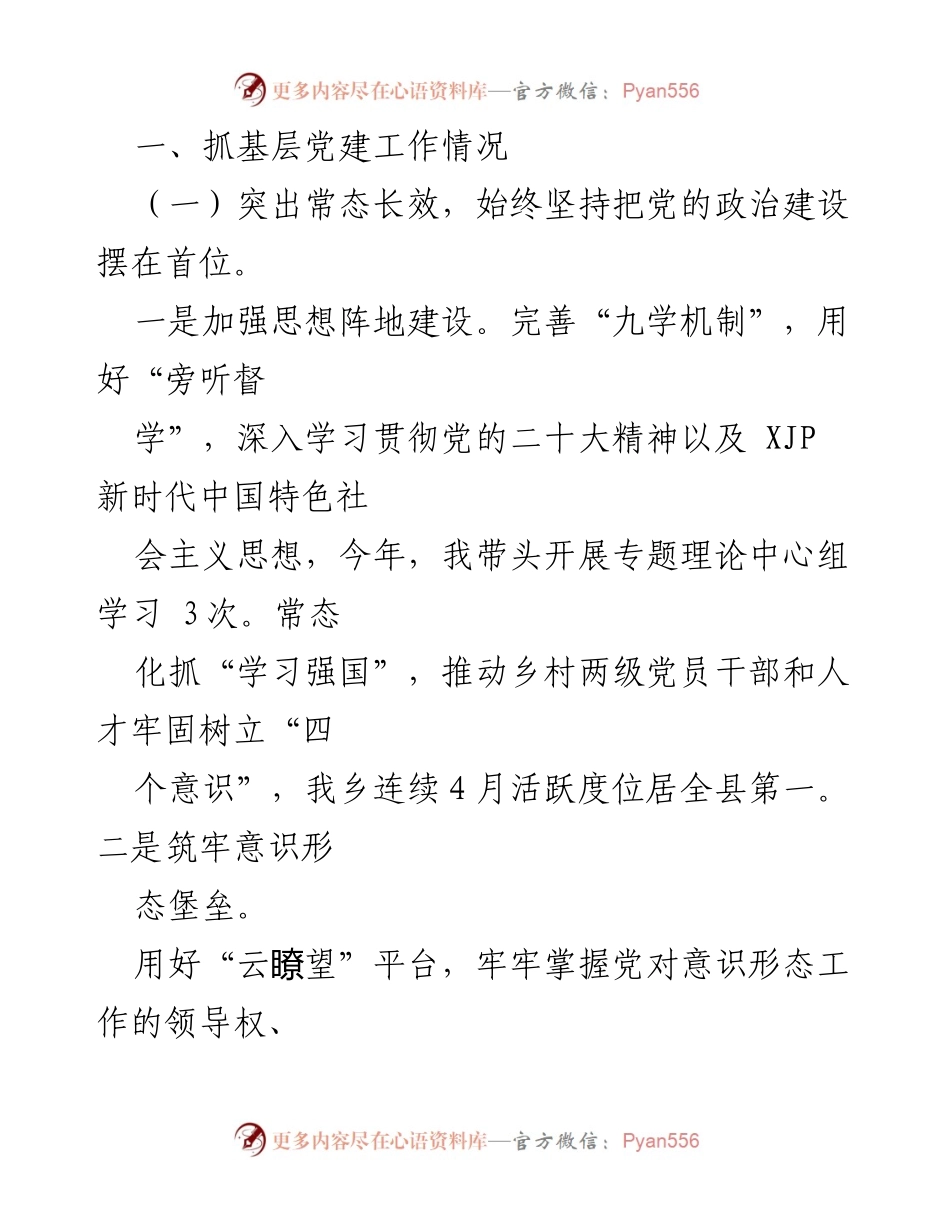 [述职报告] 乡镇党委工作 - 抓党建促乡村振兴的实践与成效.docx_第2页