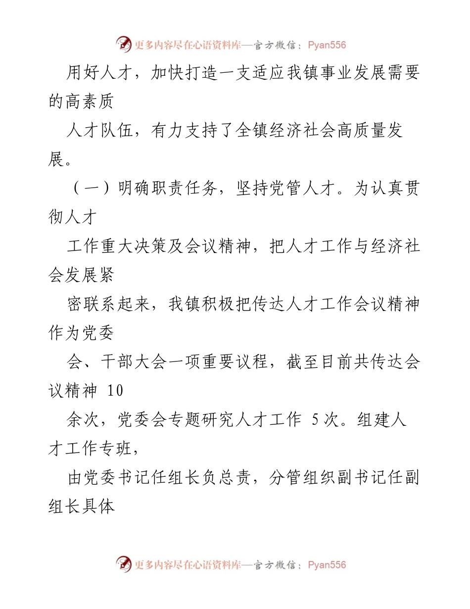 [述职报告] 乡镇党委 - 2024年度乡镇人才工作述职总结.docx_第2页