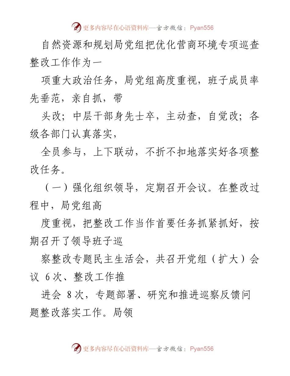 [调研报告] 自然资源和规划局 - 优化营商环境专项巡察整改落实情况报告.docx_第2页