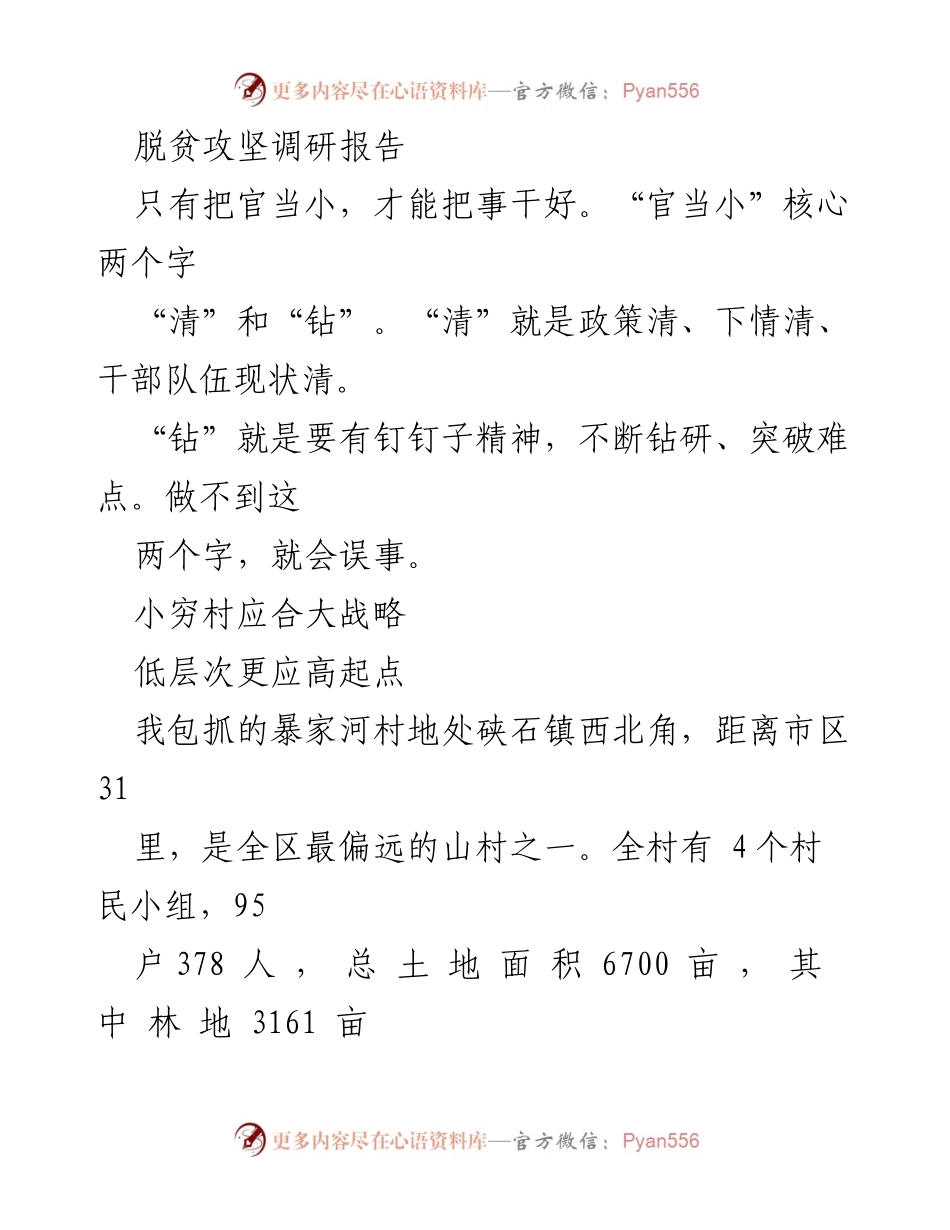 [调研报告] 脱贫攻坚 - 打造多彩山村，助力暴家河脱贫攻坚.docx_第1页