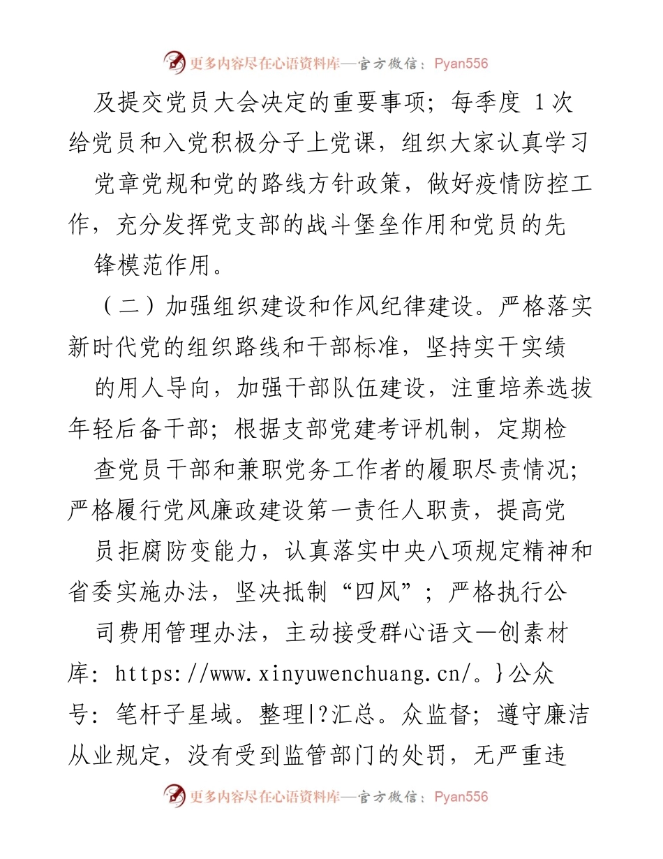 [述职报告] 公司党委会议 - 党支部书记履职述职报告.docx_第2页