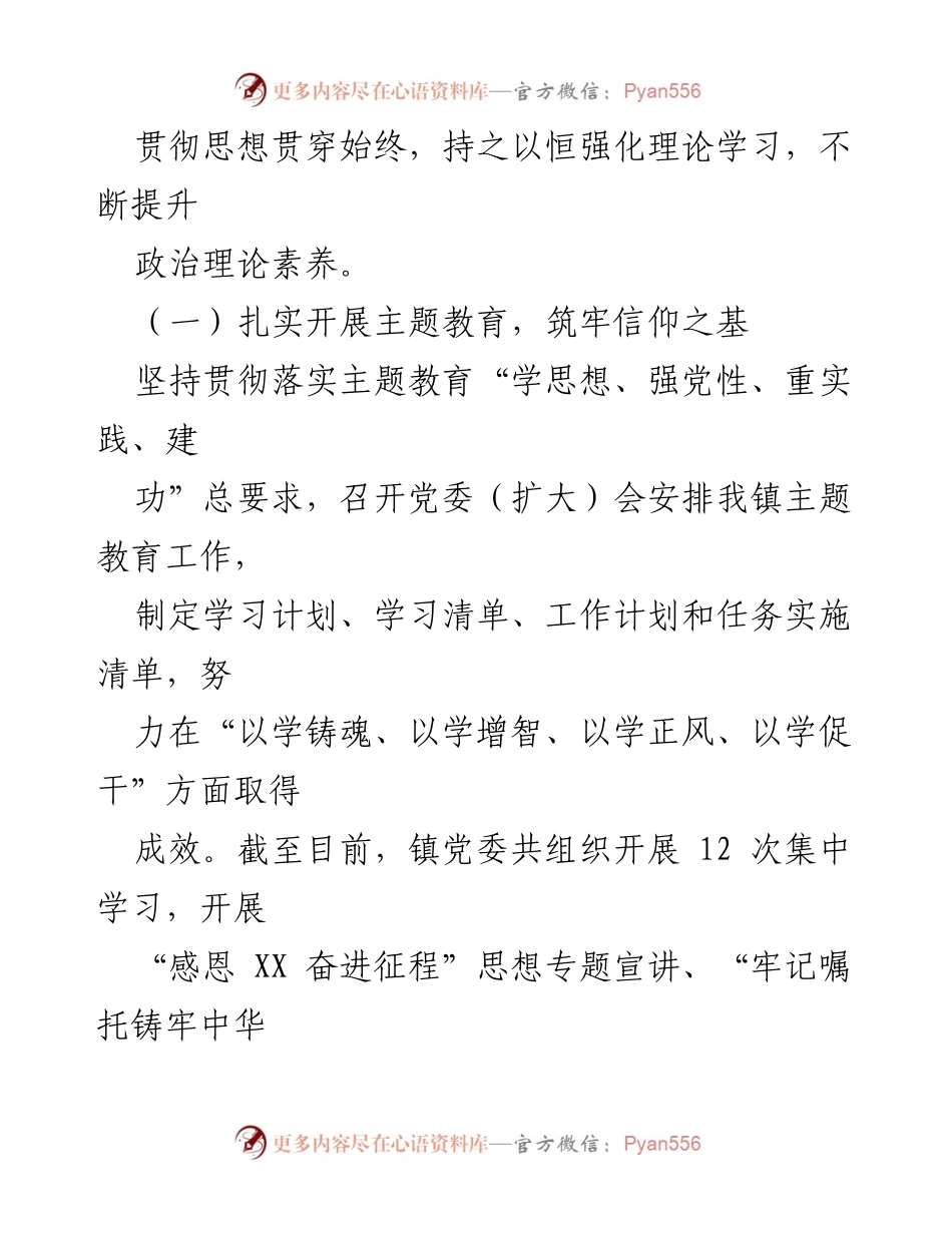 [述职报告] 乡镇党建工作 - 2023年度XX镇党支部书记党建工作述职报告.docx_第2页