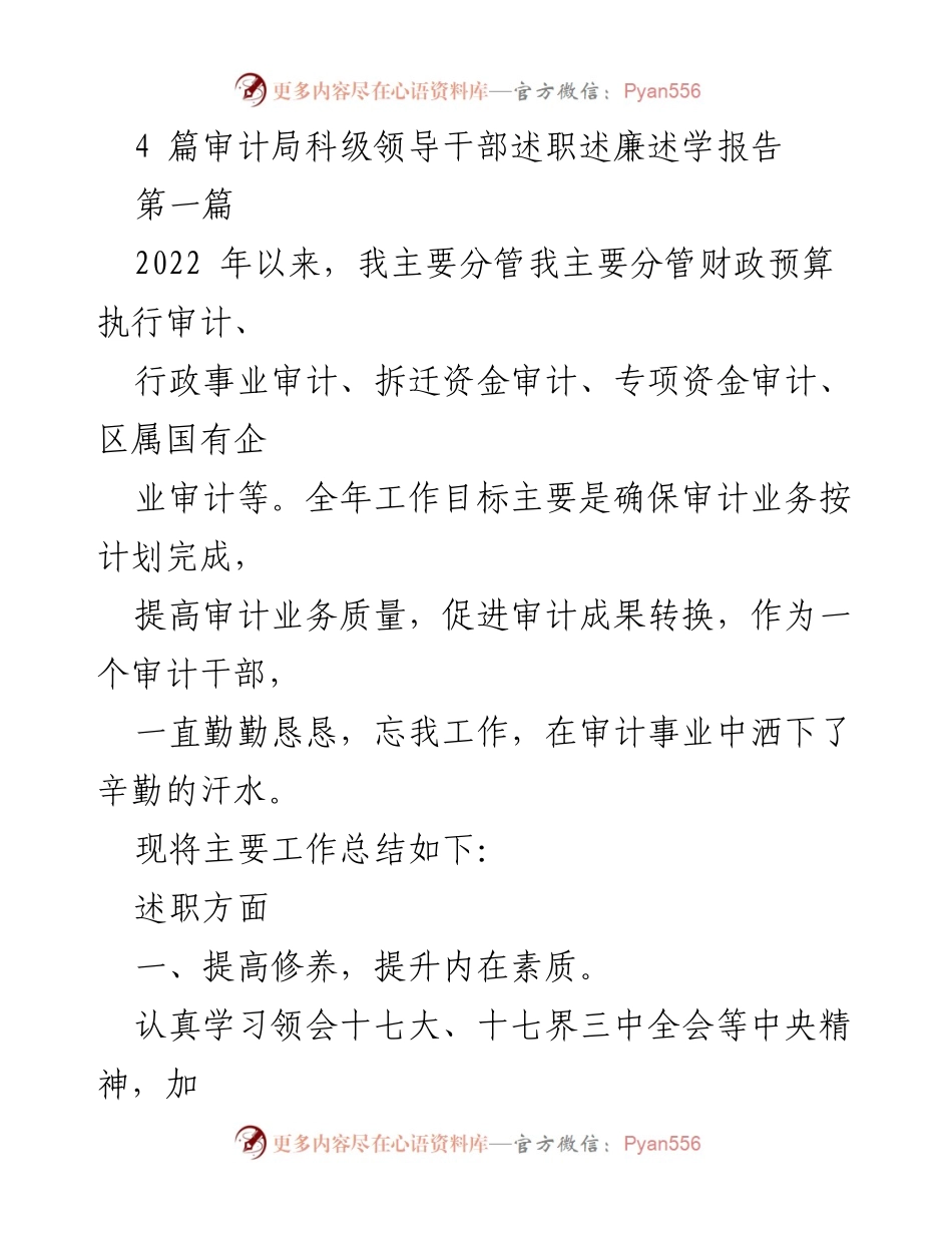 [述职报告] 审计局 - 2022年度审计工作总结与廉洁自律述职.docx_第1页