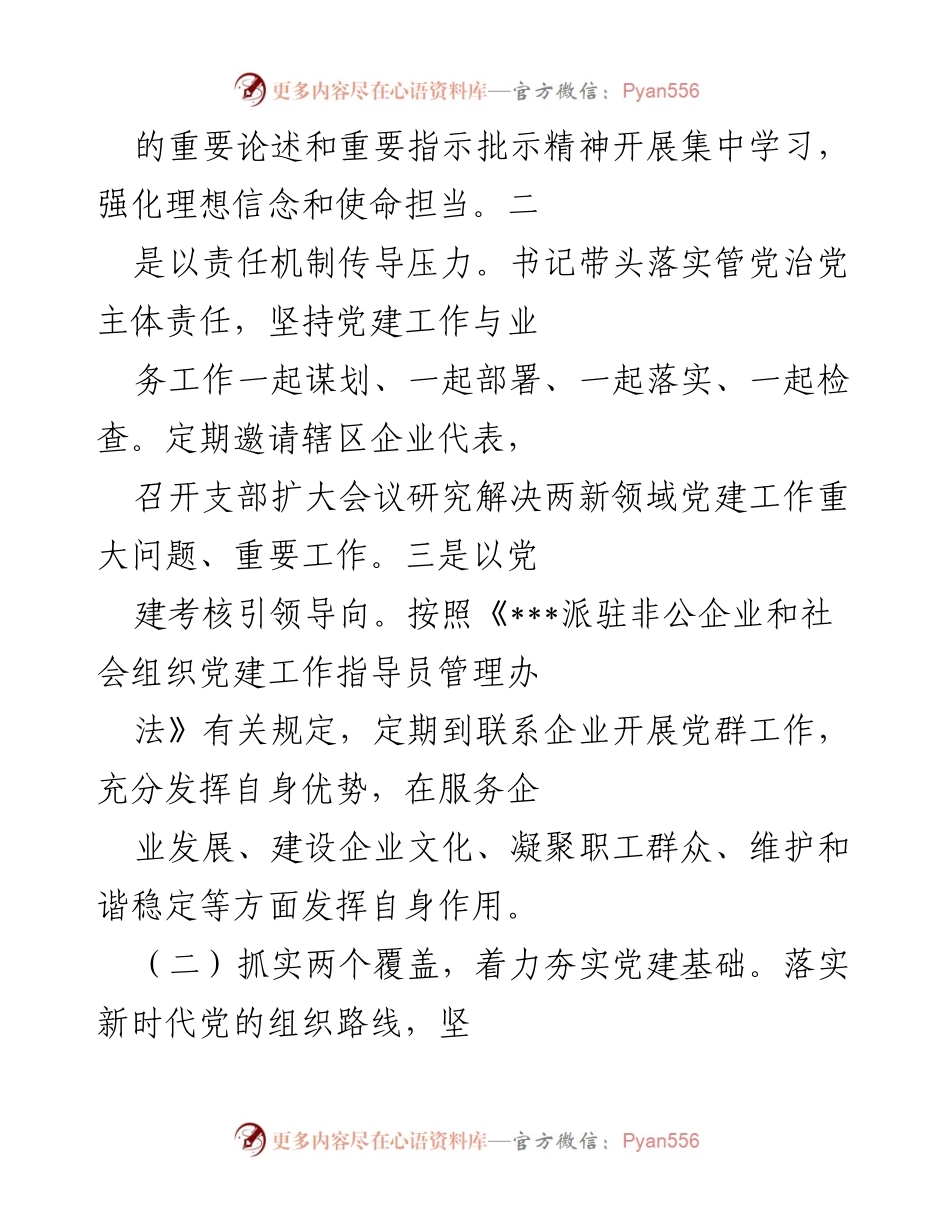[述职报告] 镇非公党建指导站 - 2022年度非公企业党建工作述职总结.docx_第2页