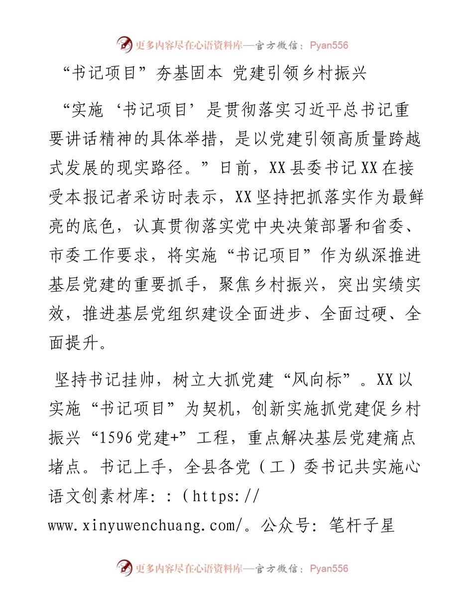 “书记项目”夯基固本 党建引领乡村振兴.docx_第1页