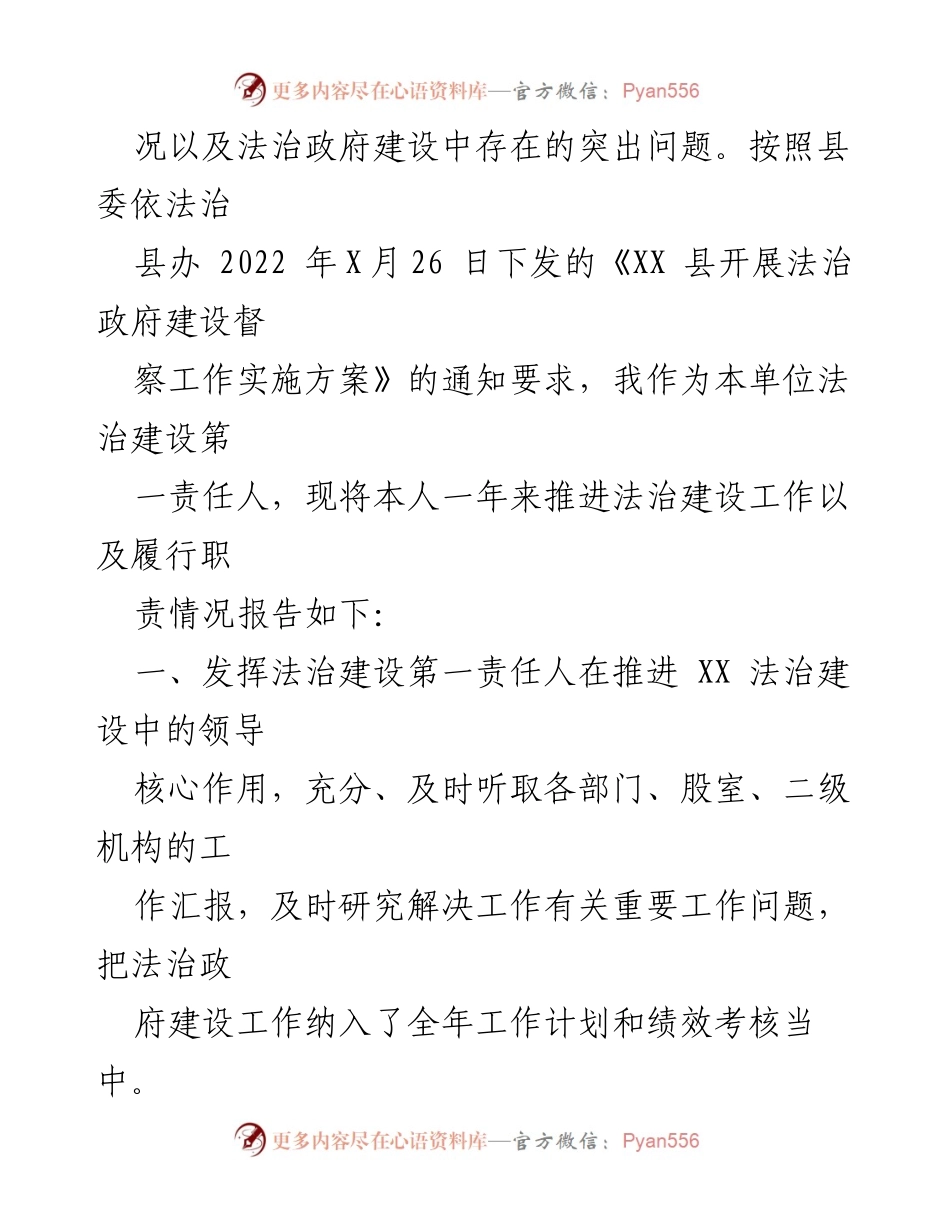 [述职报告] 法治政府建设会议 - 2022年度法治建设第一责任人述职报告.docx_第2页