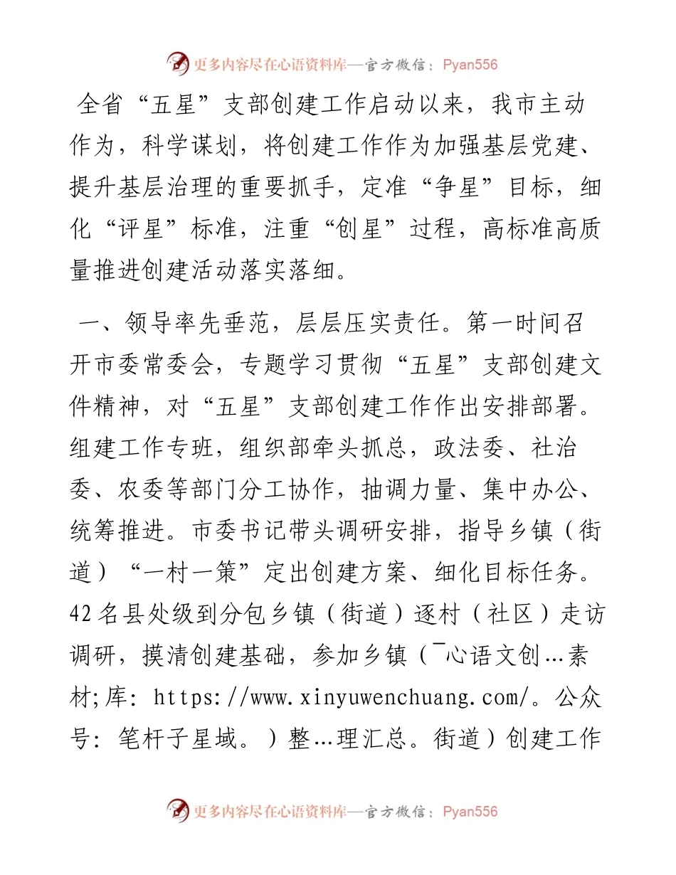 “五星”支部创建工作情况汇报.docx_第1页