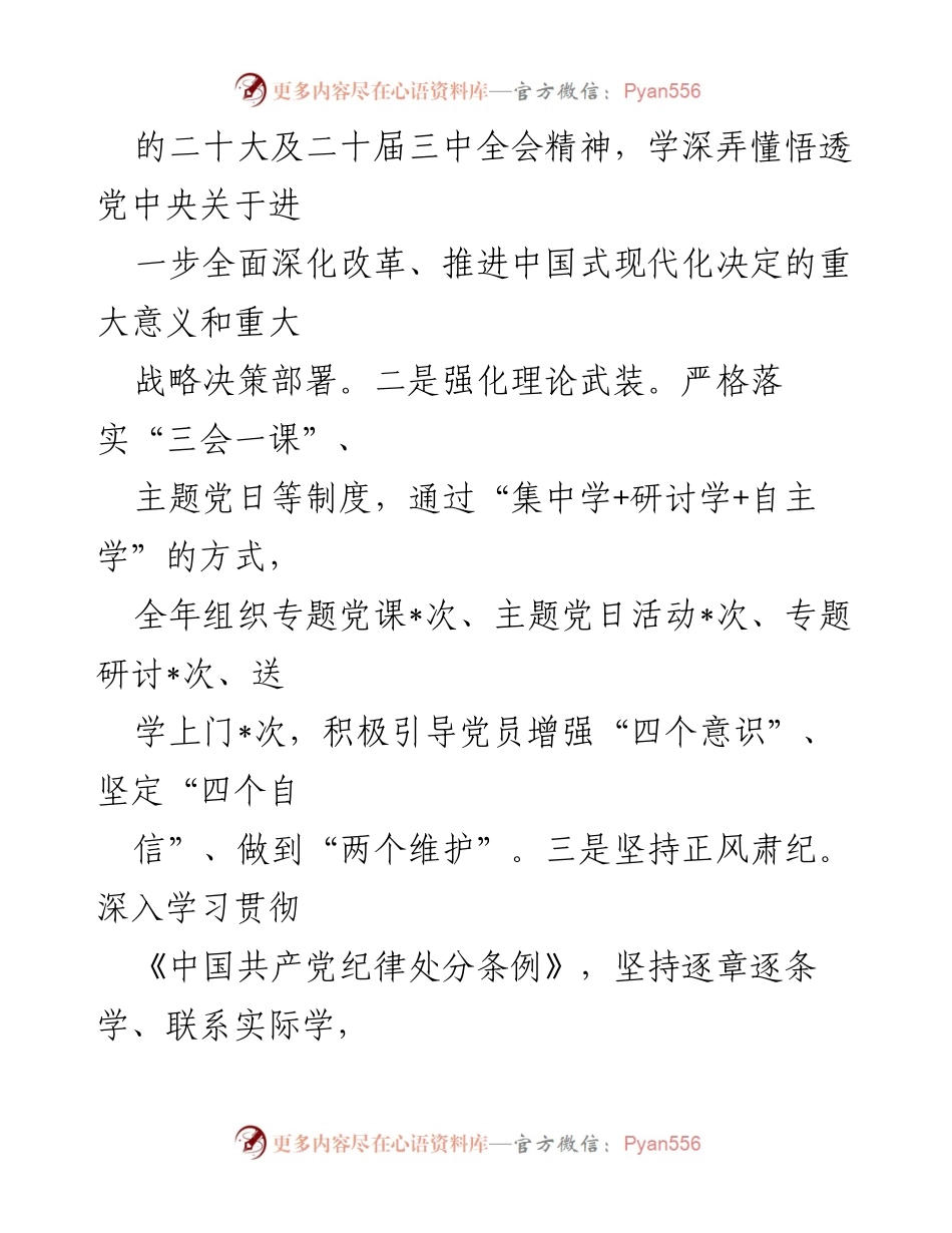 [述职报告] 村党委书记 - 2024年度基层党建工作述职报告.docx_第2页