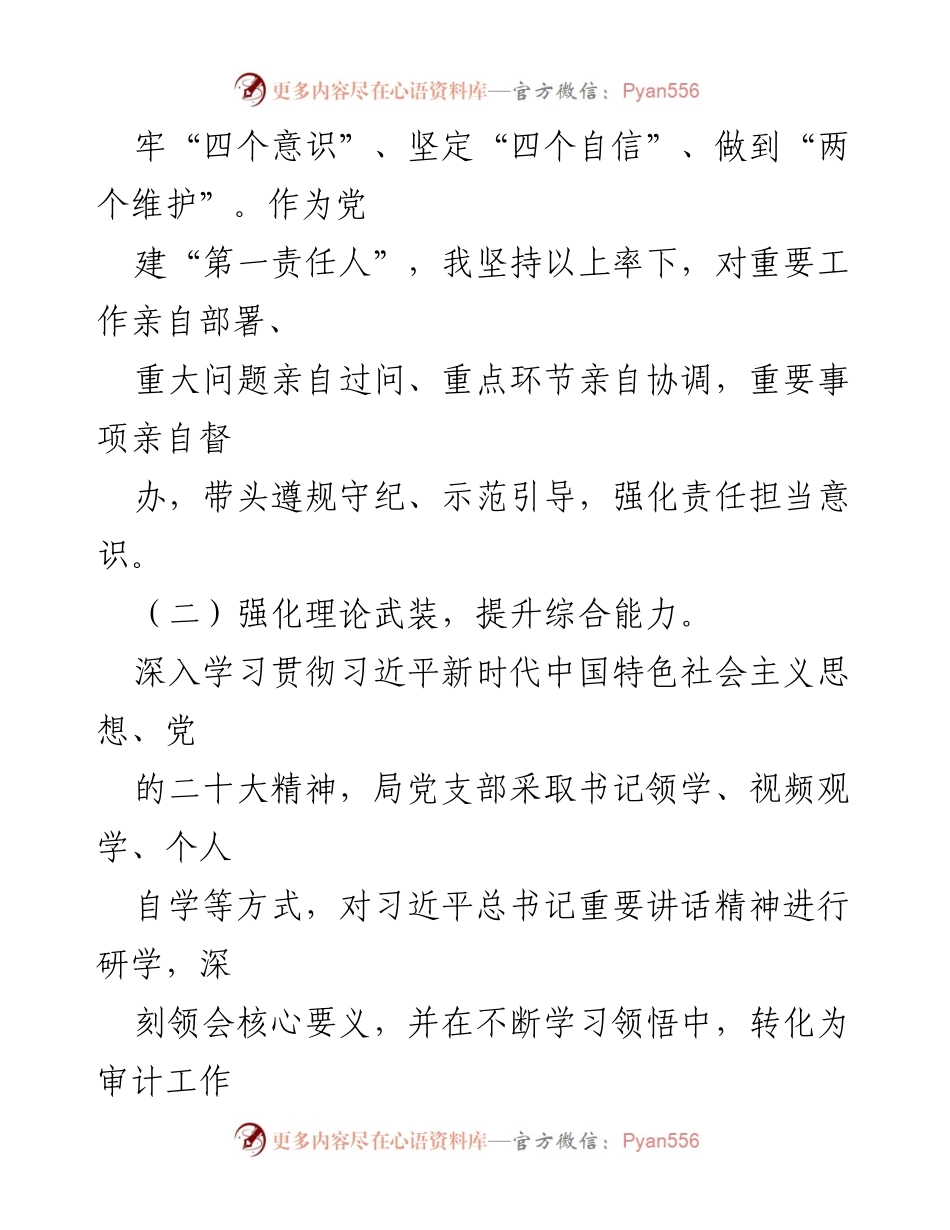 [述职报告] 基层党建工作 - 区审计局党支部书记抓党建工作述职报告.docx_第2页