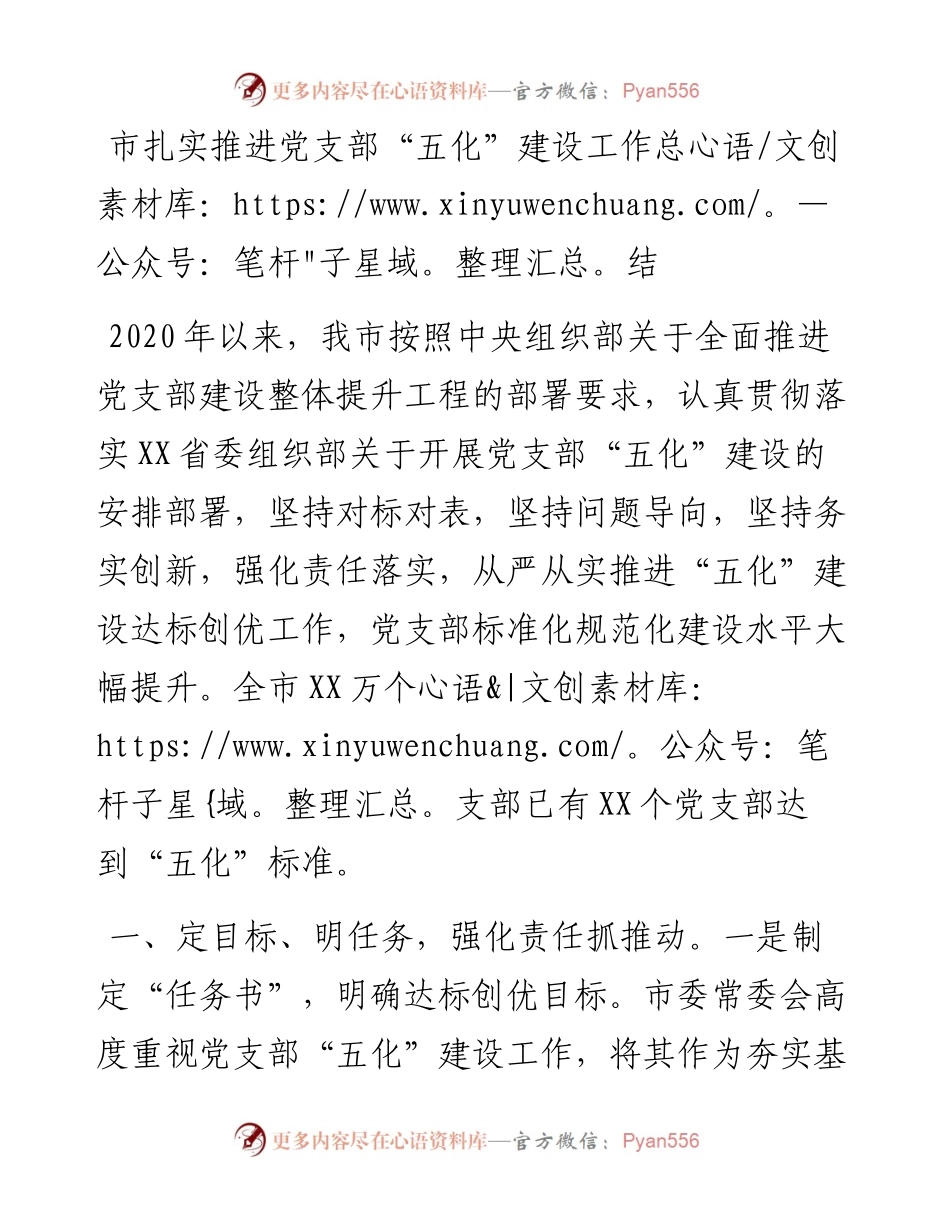 ×市扎实推进党支部五化建设工作总结.docx_第1页