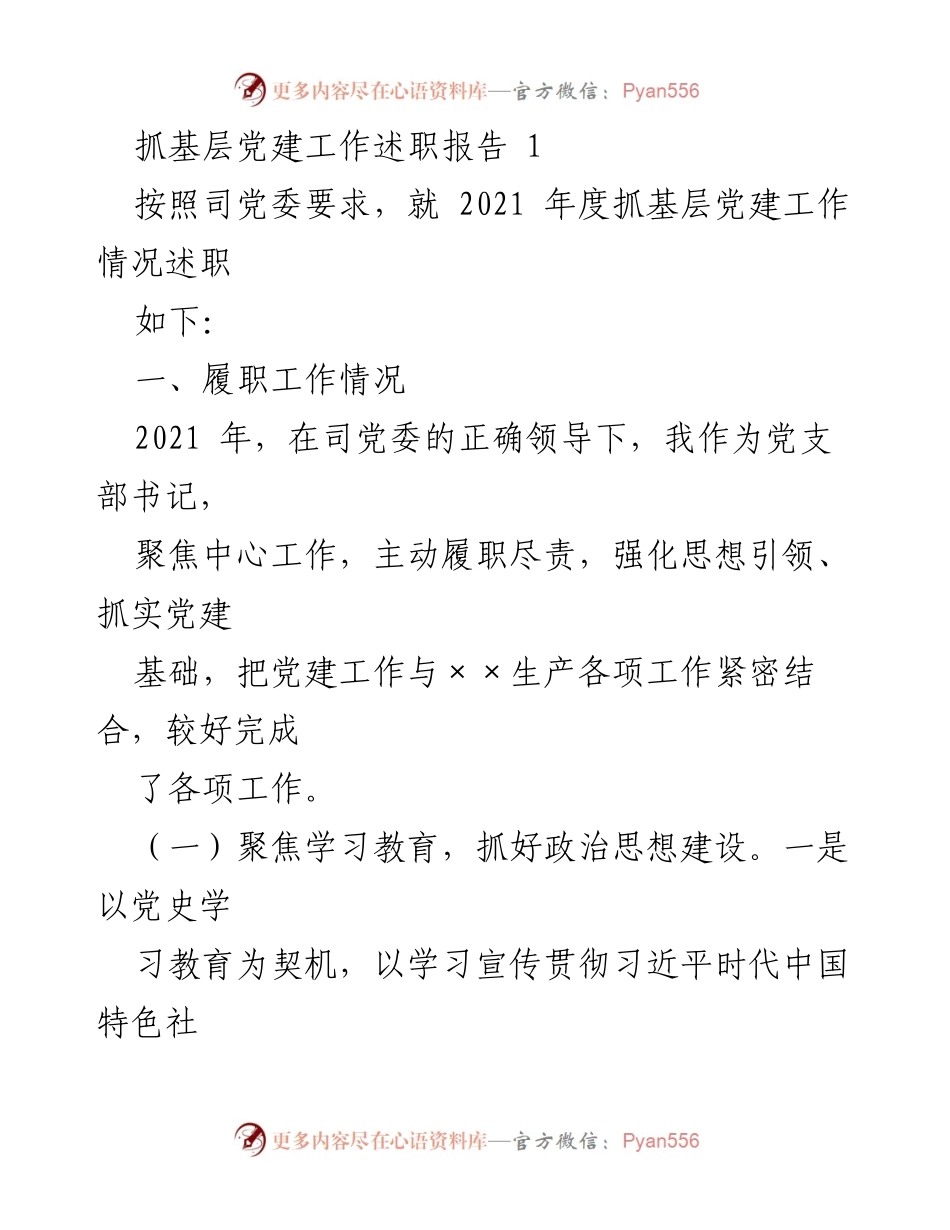 [述职报告] 基层党建工作 - 党支部书记年度述职报告汇编.docx_第2页