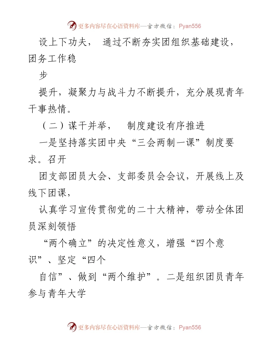 [述职报告] 基层团组织 - 2023年度团组织书记述职总结与反思.docx_第2页