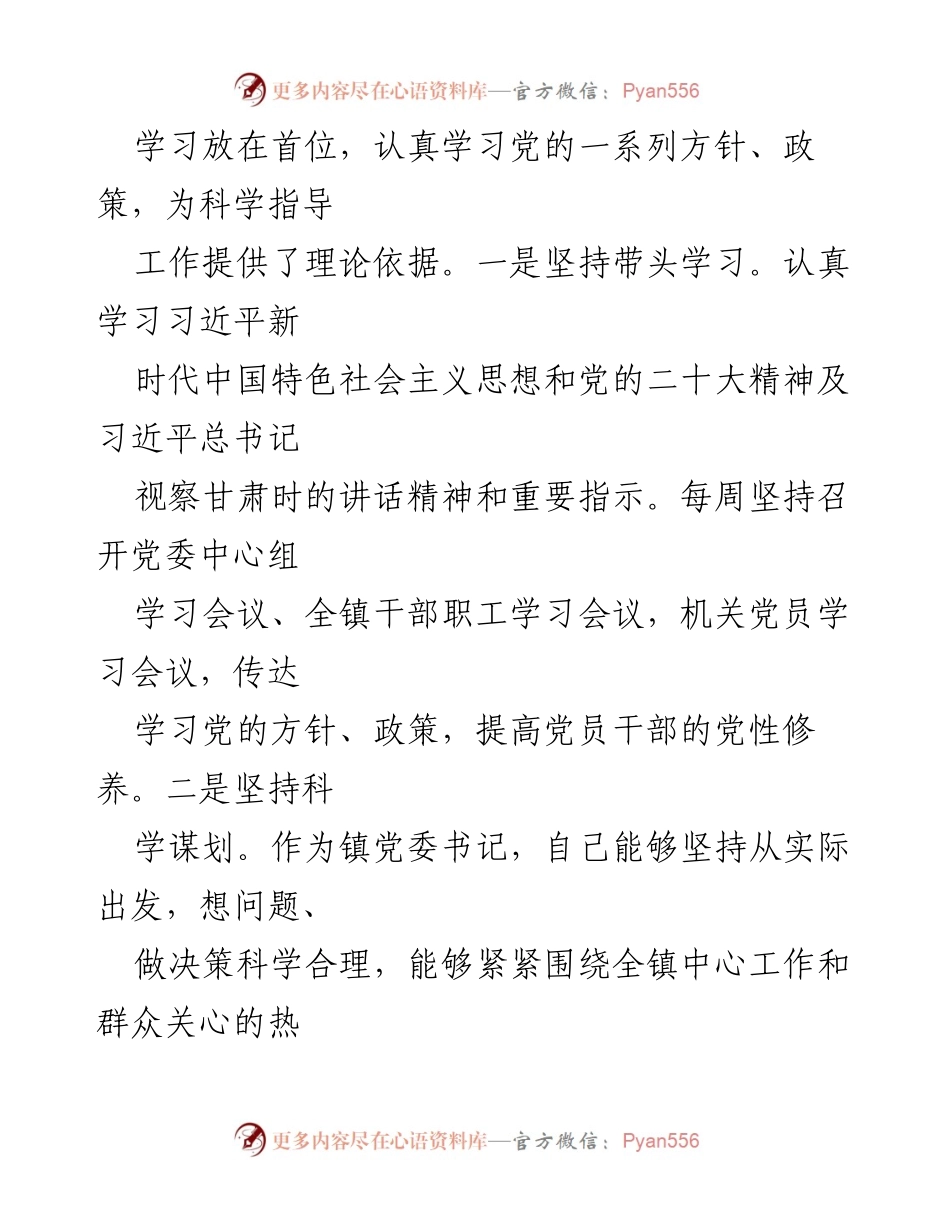 [述职报告] 镇党委会议 - 2023年度镇党委书记述职报告.docx_第2页