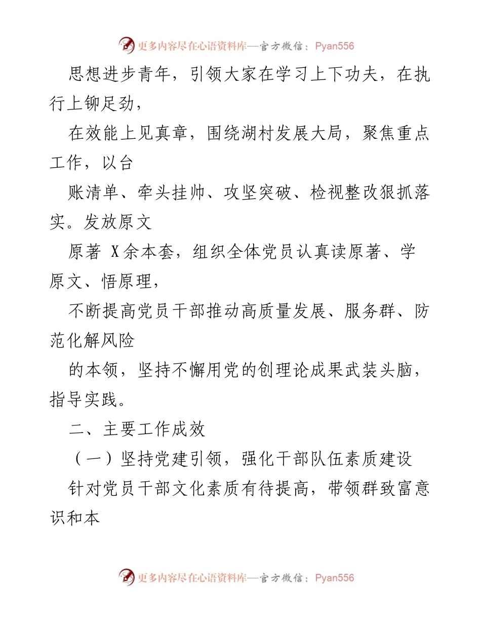 [述职报告] 村党支部会议 - 2023年度工作总结与发展规划.docx_第2页