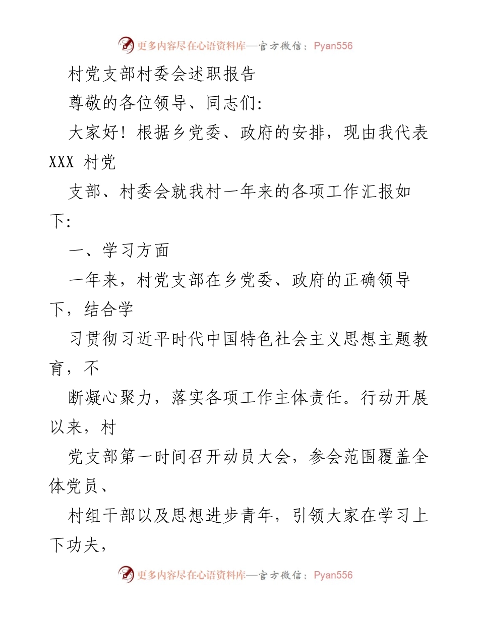 [述职报告] 村党支部 - XXX村党支部年度工作总结与成效分析.docx_第1页