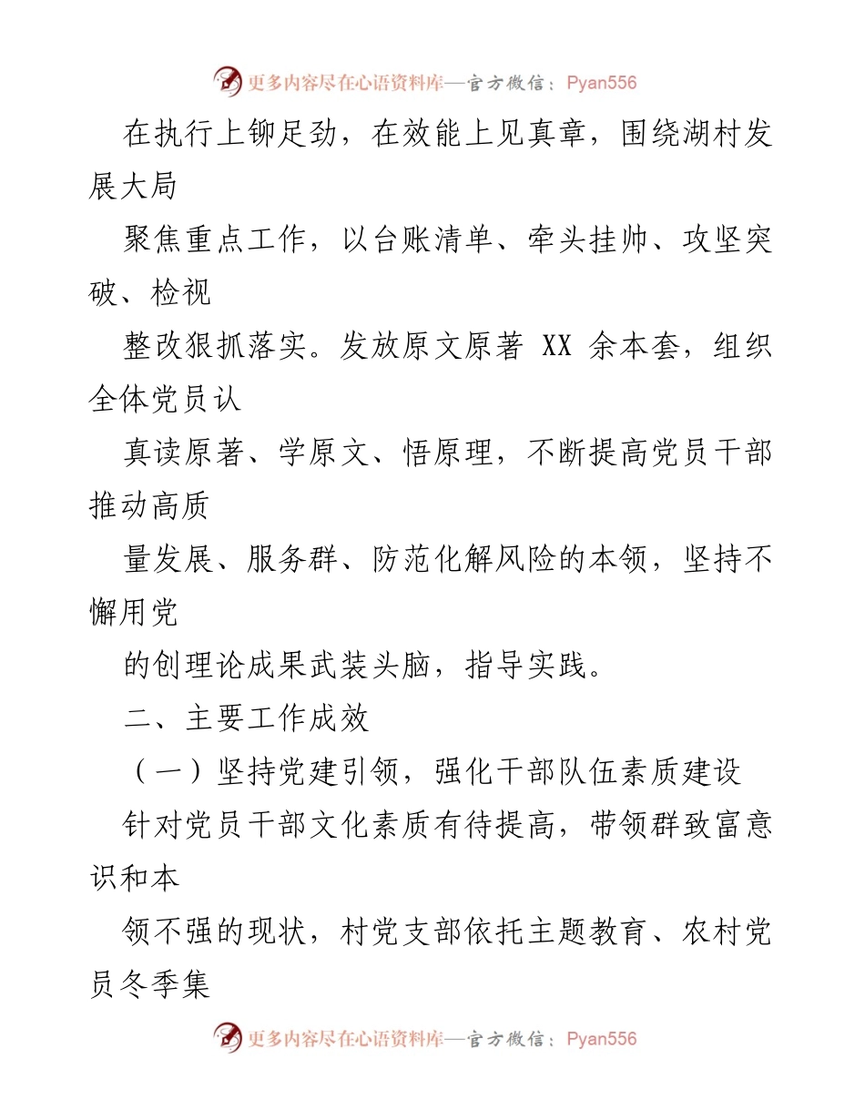[述职报告] 村党支部 - XXX村党支部年度工作总结与成效分析.docx_第2页