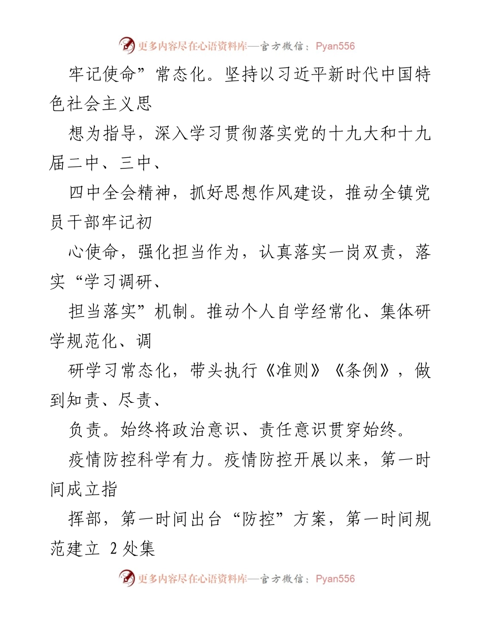 [述职报告] 镇党委会议 - XX年度个人述职述廉述法述党建工作报告.docx_第2页