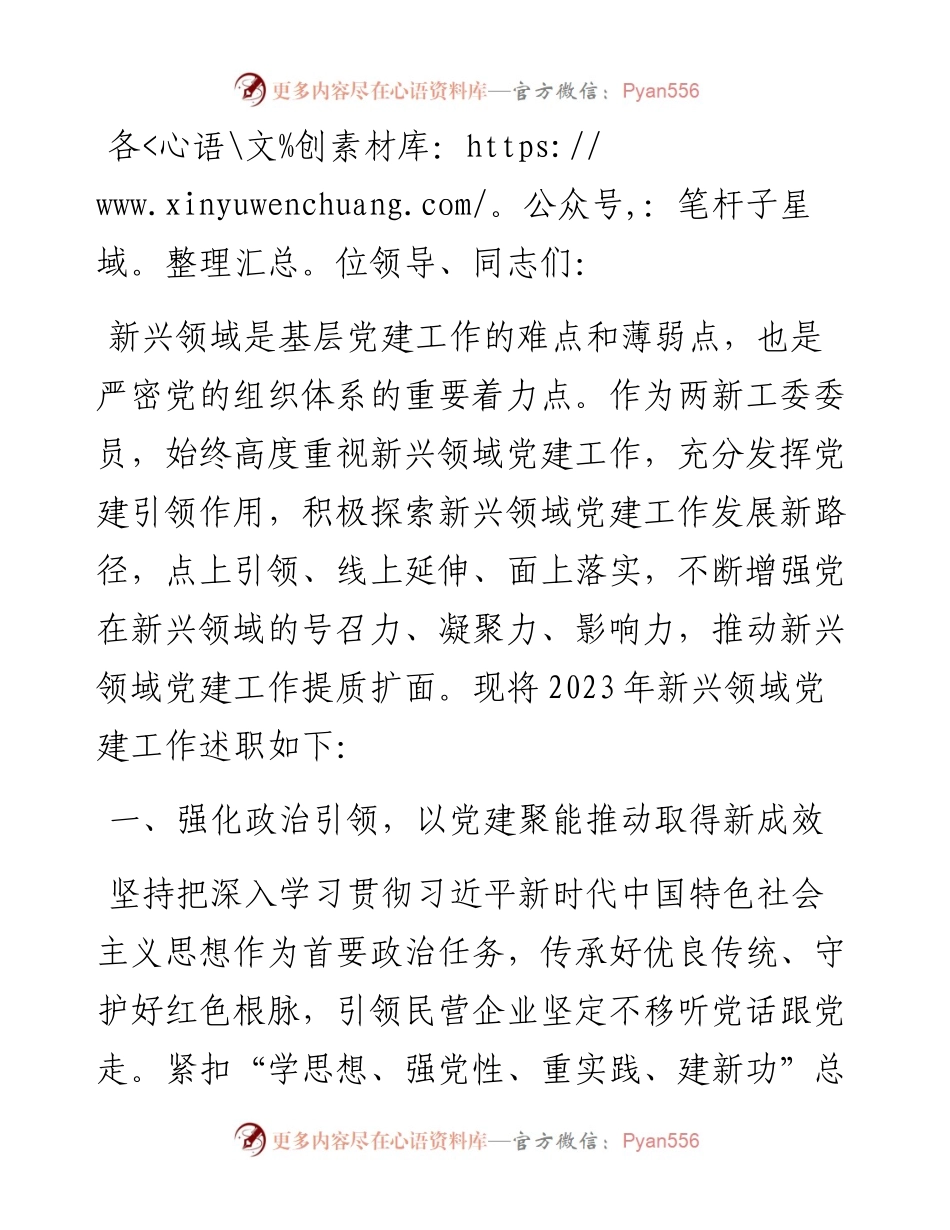 “两新”工委委员抓新兴领域党建工作述职报告.docx_第1页