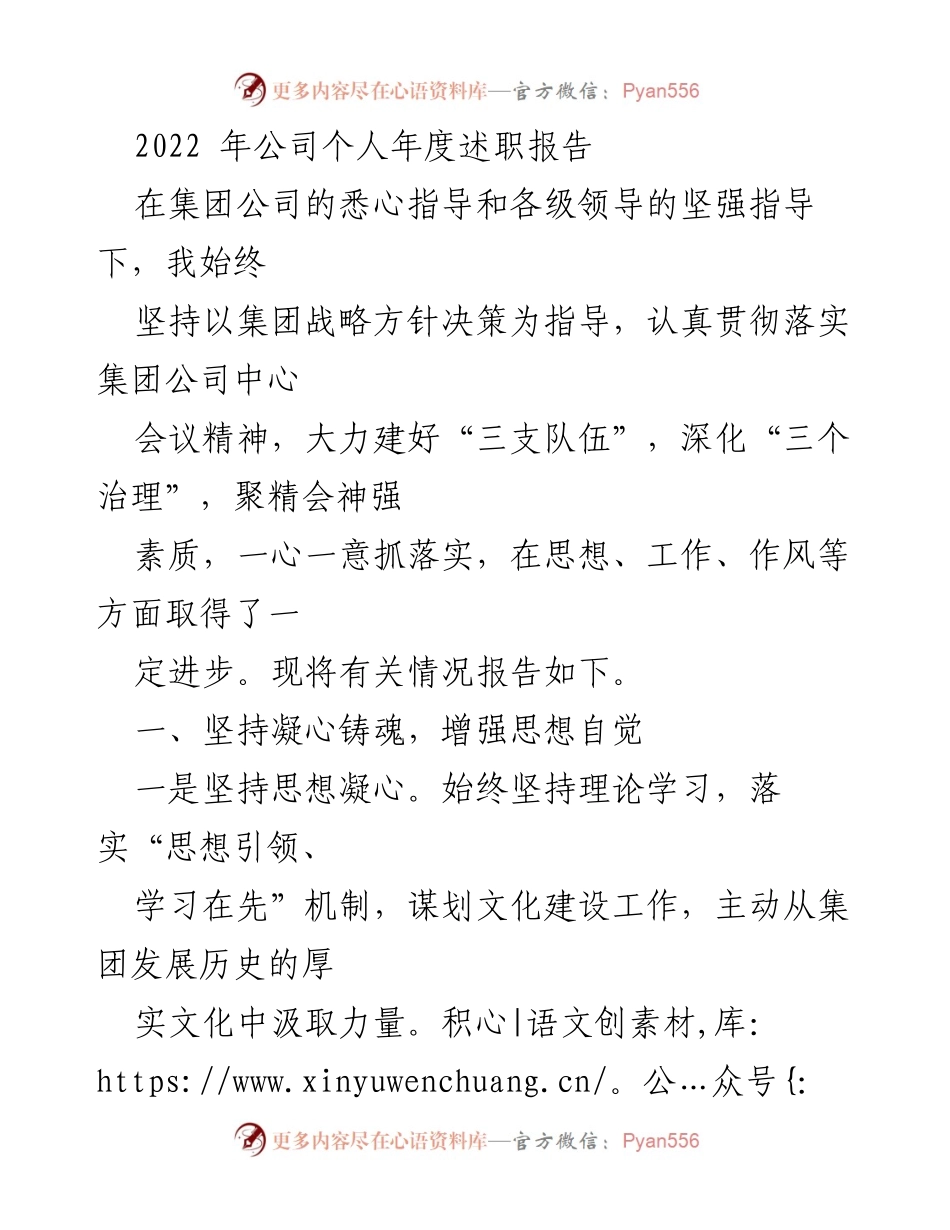 [述职报告] 年度总结 - 2022年度个人述职报告总结与反思_1.docx_第1页