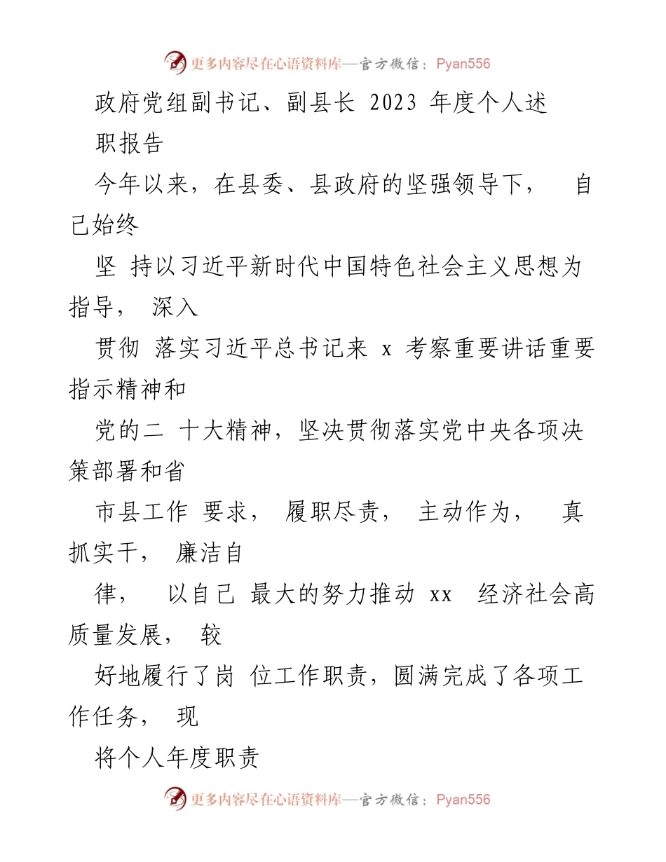 [述职报告] 政府工作 - 2023年度副县长个人述职报告汇编.docx_第2页