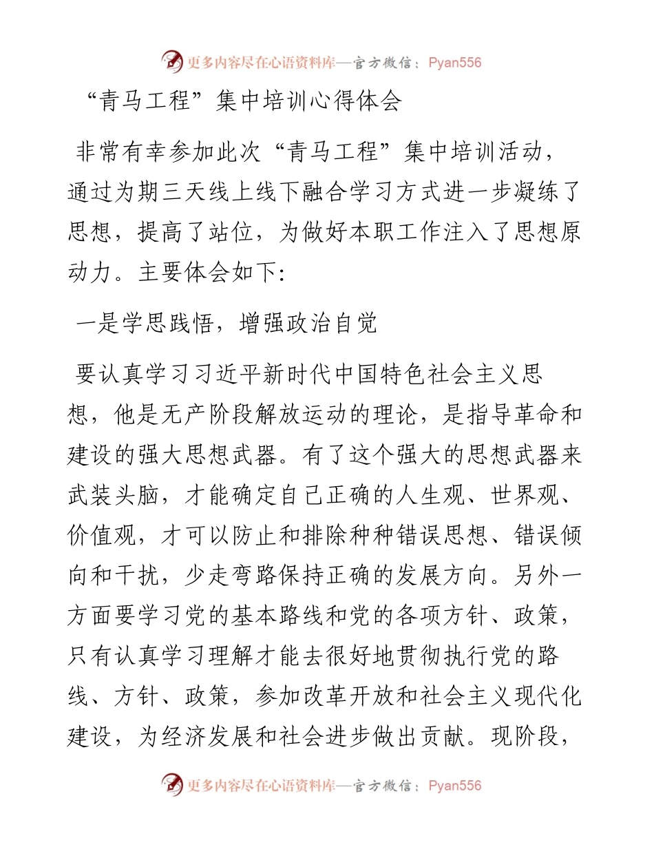 “青马工程”集中培训心得体会.docx_第1页
