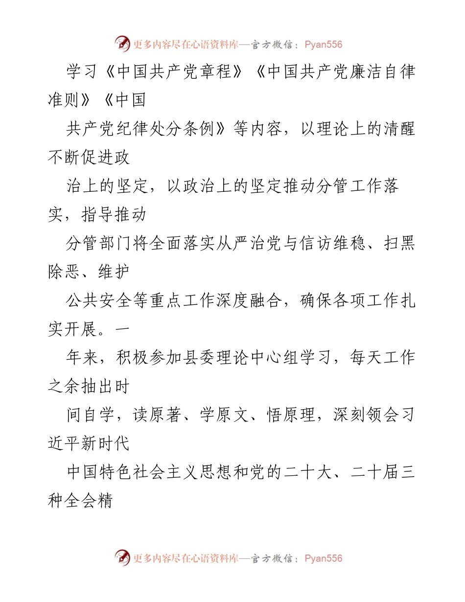 [述责述廉报告] 县公安局年度会议 - 2024年度个人述责述廉报告.docx_第2页