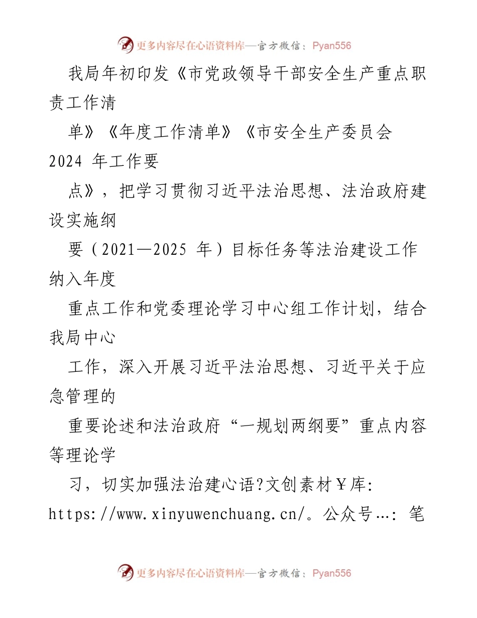[述职报告] 市应急管理局 - 2024年度法治建设责任履行述职报告.docx_第2页