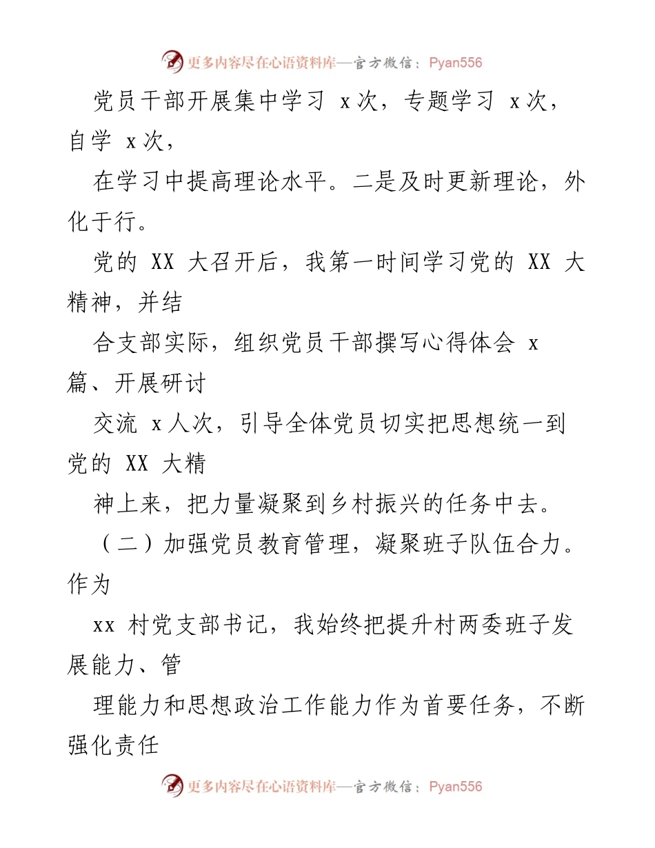 [述职报告] 村党组织会议 - 村党组织书记抓党建工作述职报告.docx_第2页