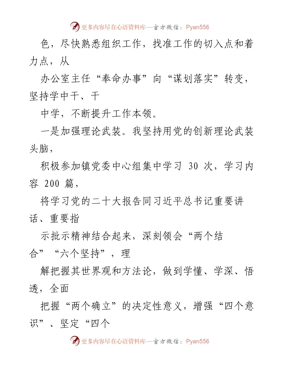 [述职报告] 镇党委组织委员 - 2023年度个人述职述廉报告总结.docx_第2页