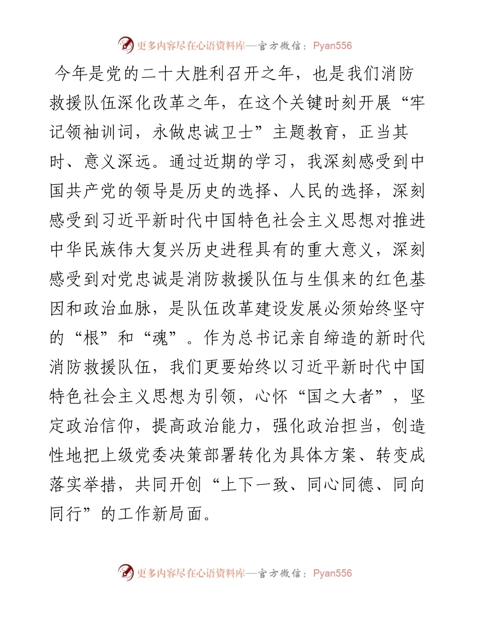“牢记领袖训词，永做忠诚卫士”主题教育专题研讨发言（消防）.docx_第2页