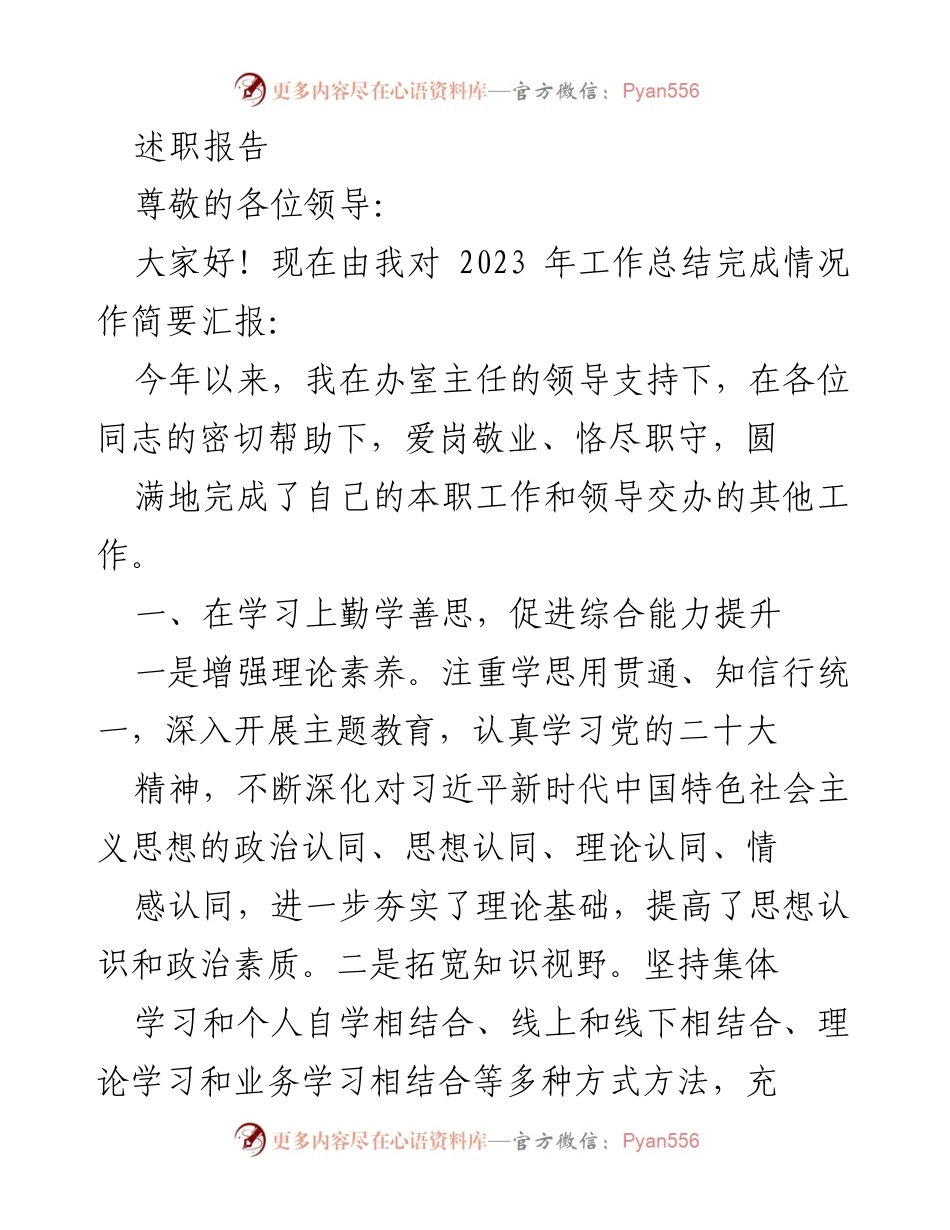 [述职报告] 年度工作总结 - 2023年度工作总结与反思.docx_第1页