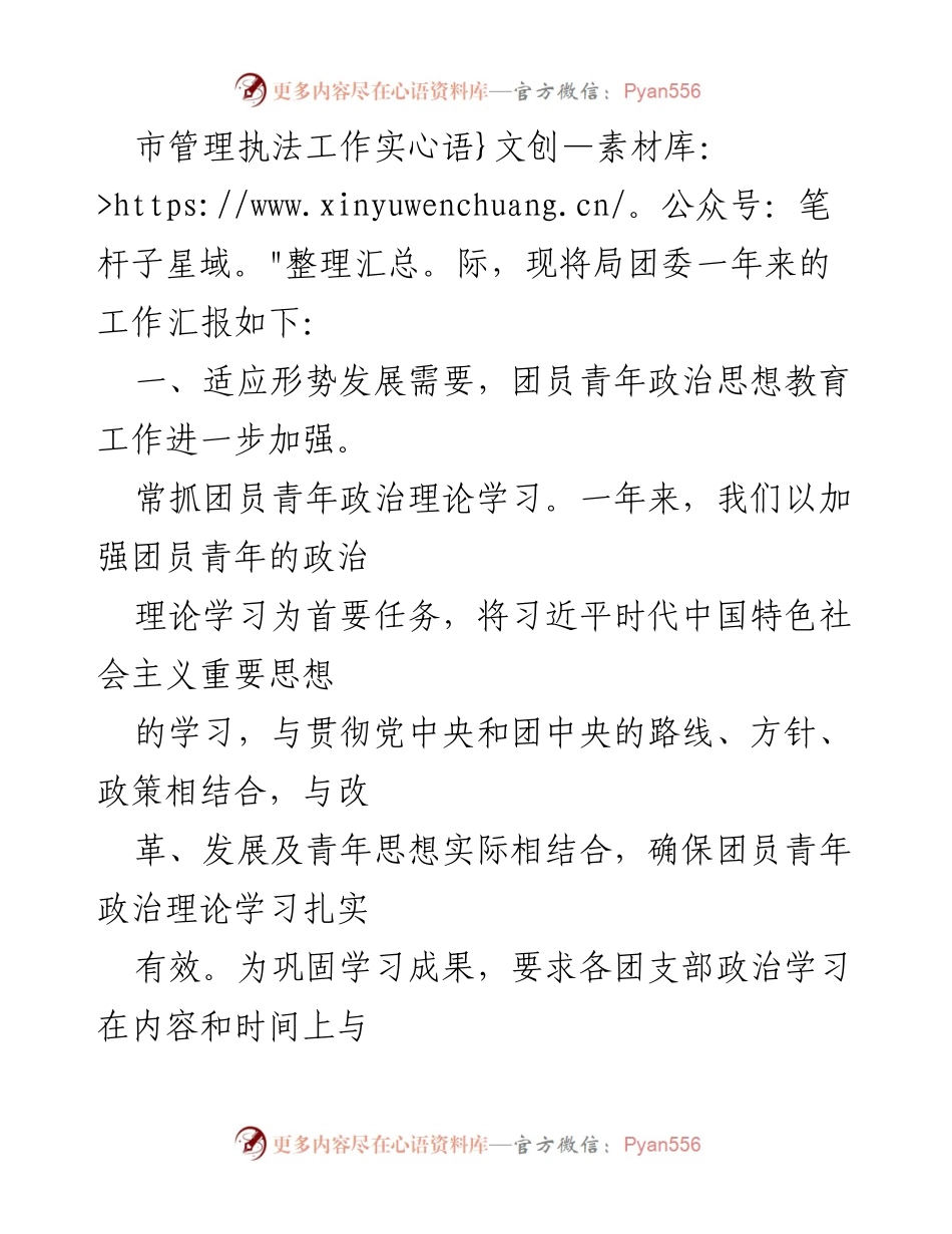 [述职报告] 述职会议 - 2022 年城市管理执法局团委工作总结报告.docx_第2页