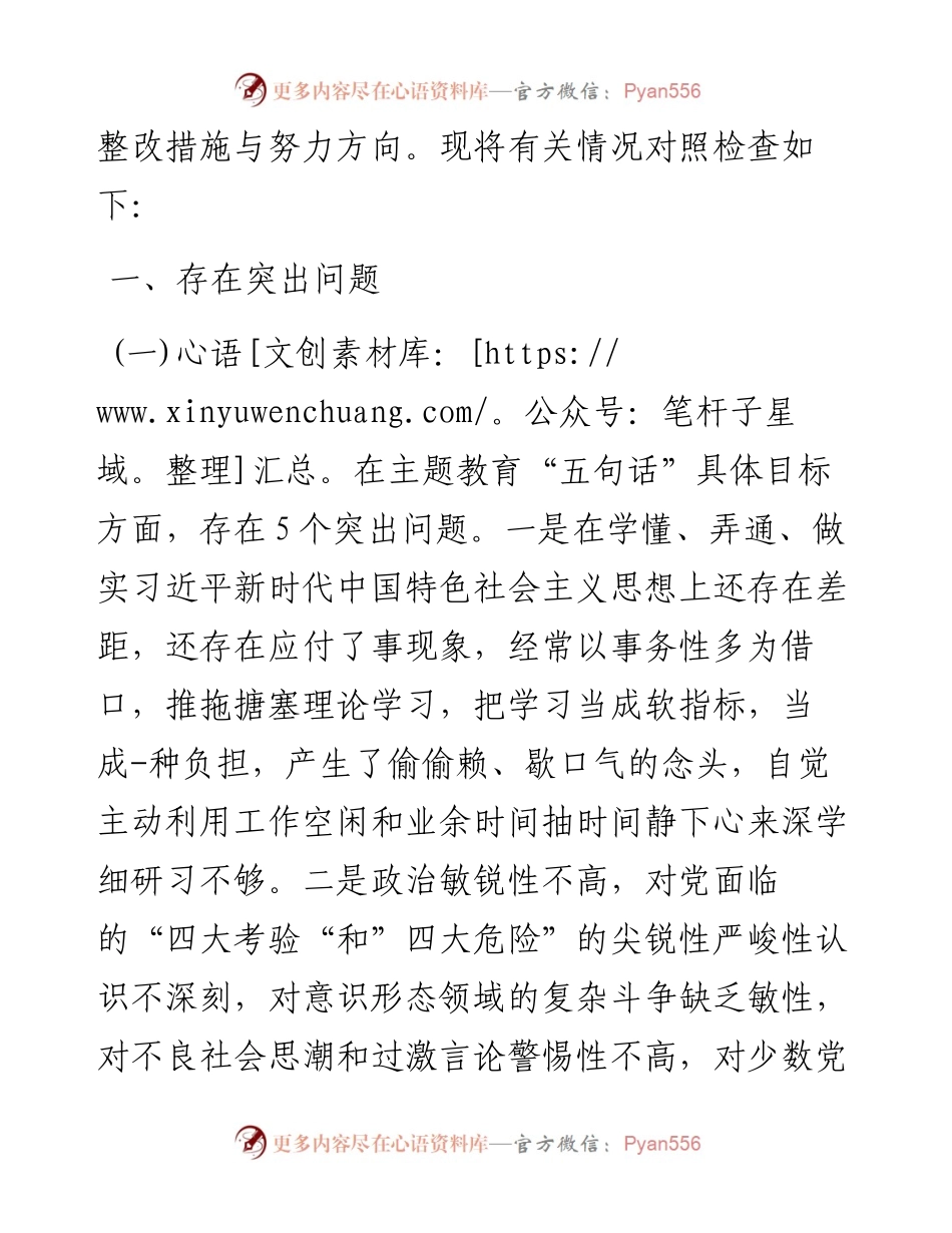 “不忘初心、牢记使命”主题教育专题民主生活会对照检查参考材料.docx_第2页