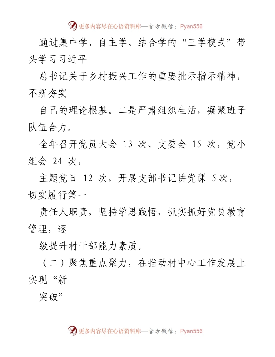 [述职报告] 村党支部 - 2023年度村党支部书记履职工作总结_2.docx_第2页