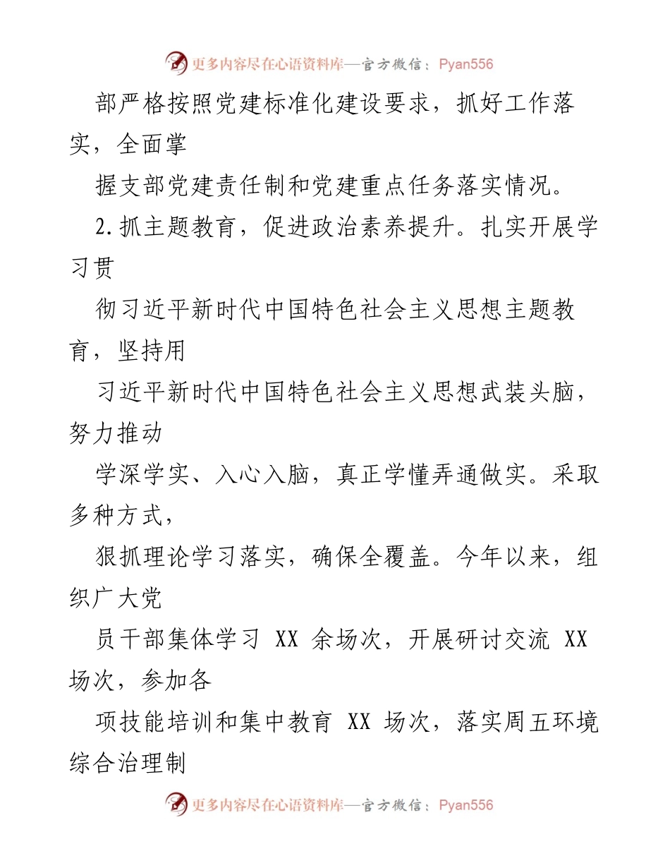 [述职报告] 村党支部会议 - 2023年村党支部书记党建工作述职报告.docx_第2页