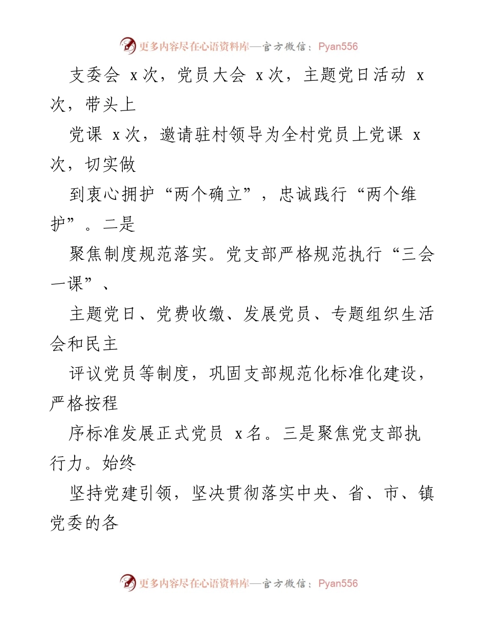 [述职报告] 村支部会议 - XX村支部书记2022年基层党建工作述职报告_2.docx_第2页