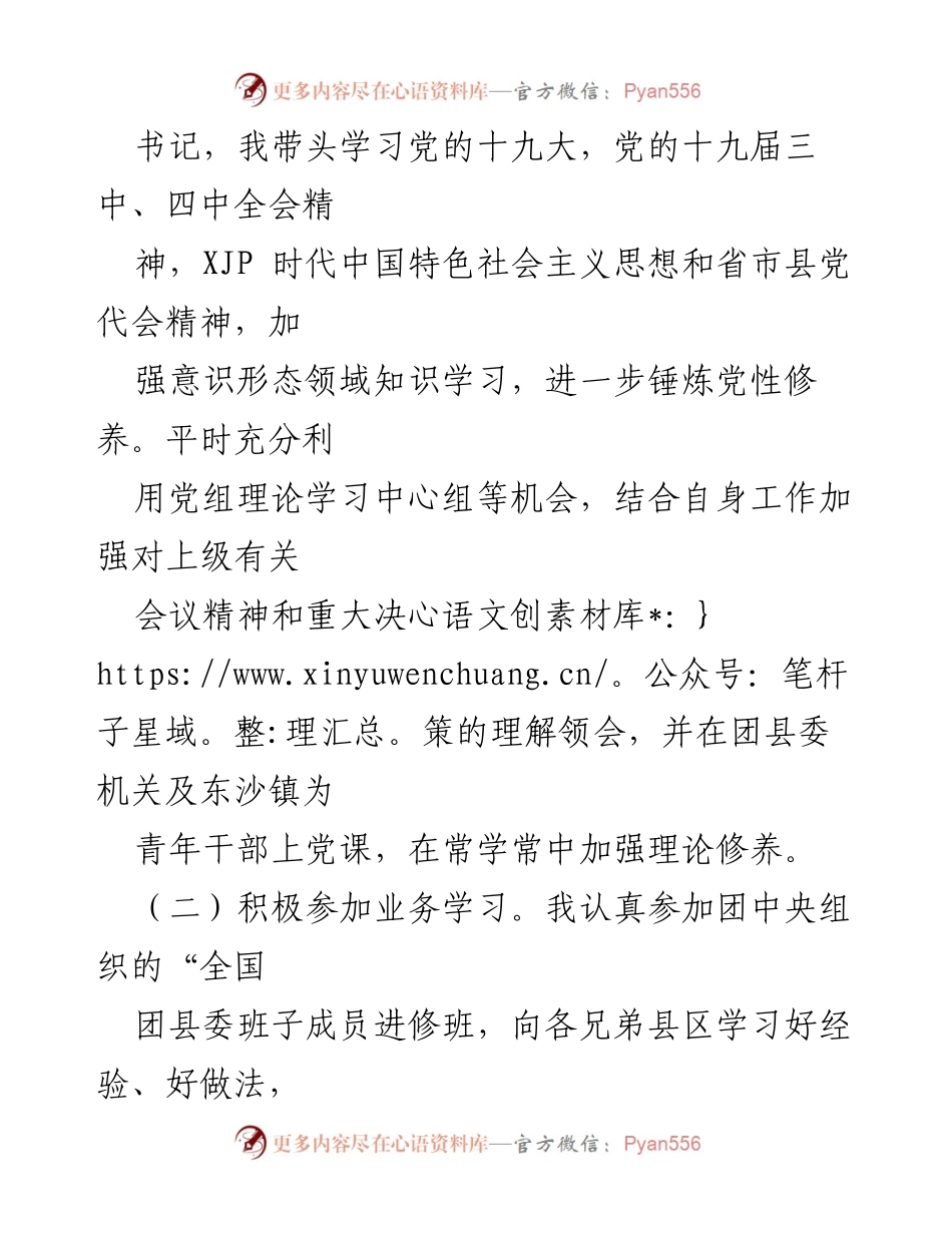 [述职报告] 年度总结 - 202X年度团县委副书记述职述廉述德述法报告.docx_第2页