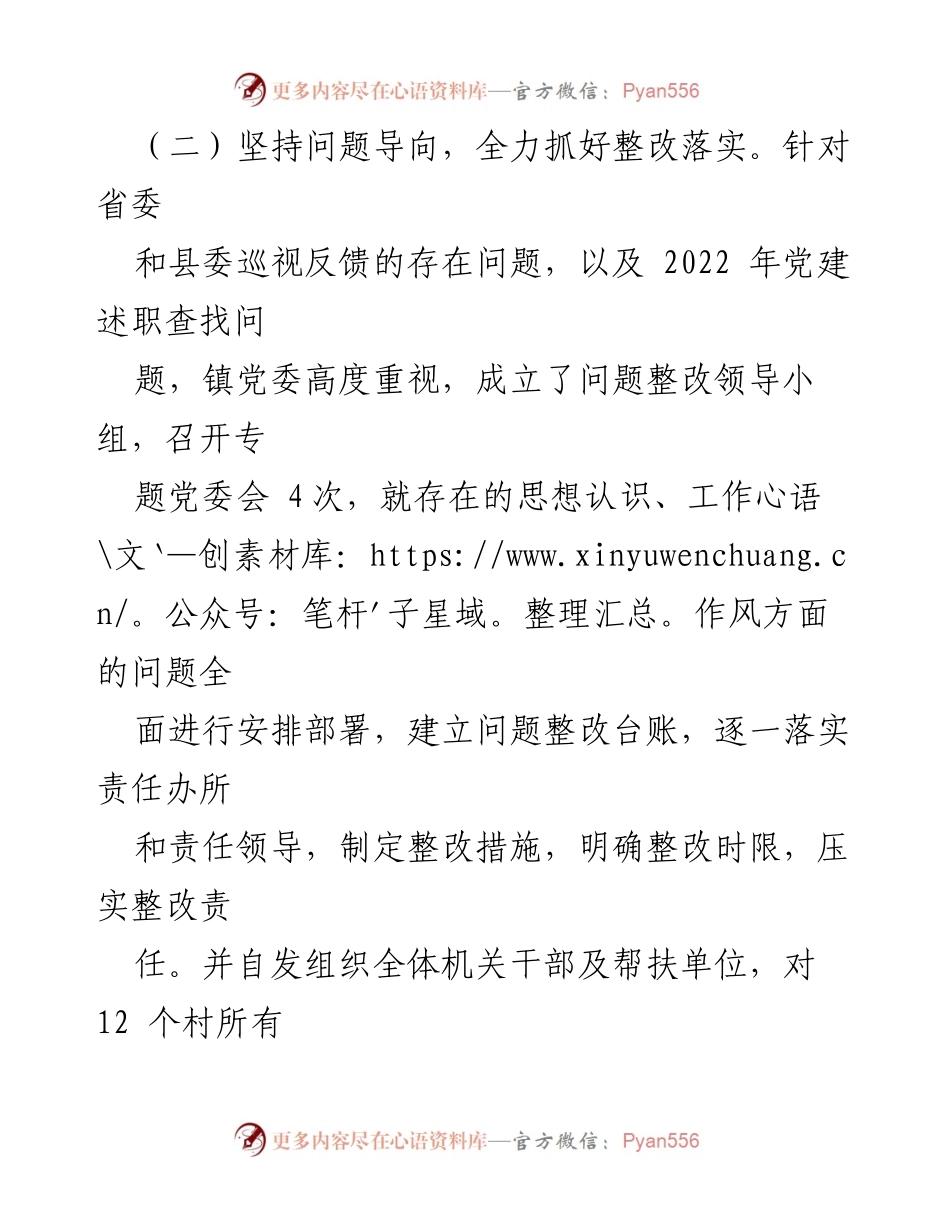 [述职报告] 镇党委 - 2023年上半年党建工作总结与整改落实情况.docx_第2页