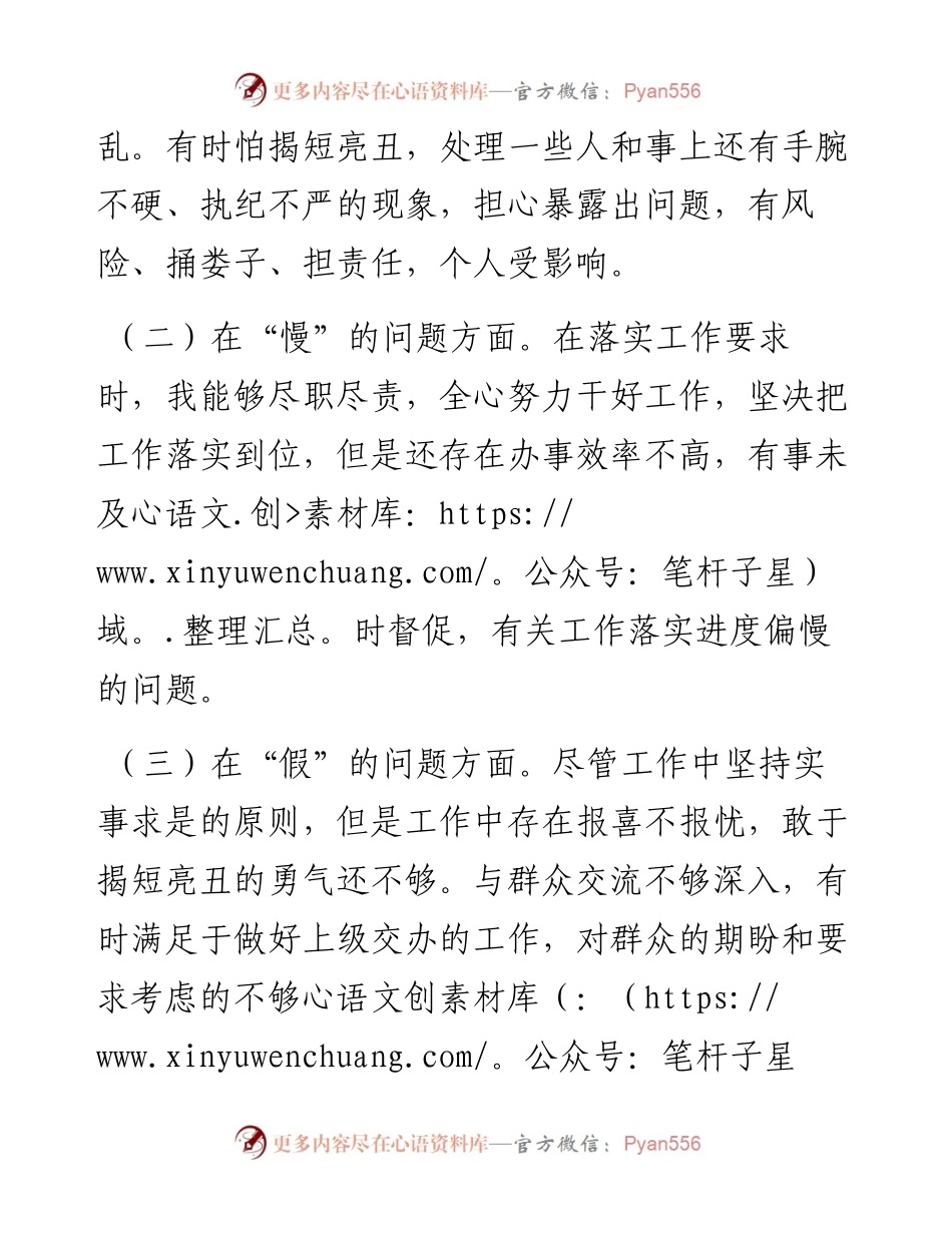 “怕慢假庸散”专题民主生活会对照检查材料（范文）.docx_第2页